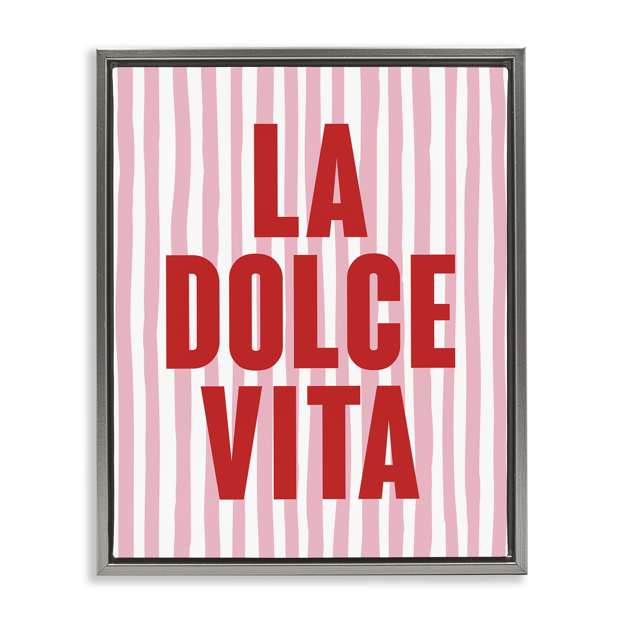Stupell Industries La Dolce Vita Red Text & Numbers Painting Gray Floater Framed Canvas Art Print Wall Art, 17 x 21