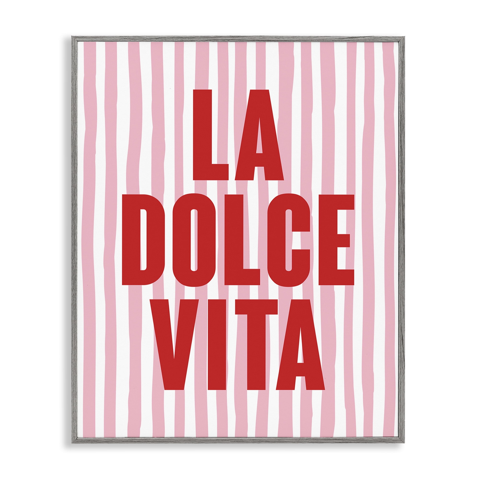 Stupell Industries La Dolce Vita Red Text & Numbers Painting Gray Framed Art Print Wall Art, 11 x 14