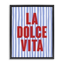 Stupell Industries La Dolce Vita on Blue Text & Numbers Painting Black Floater Framed Canvas Art Print Wall Art, 17 x 21