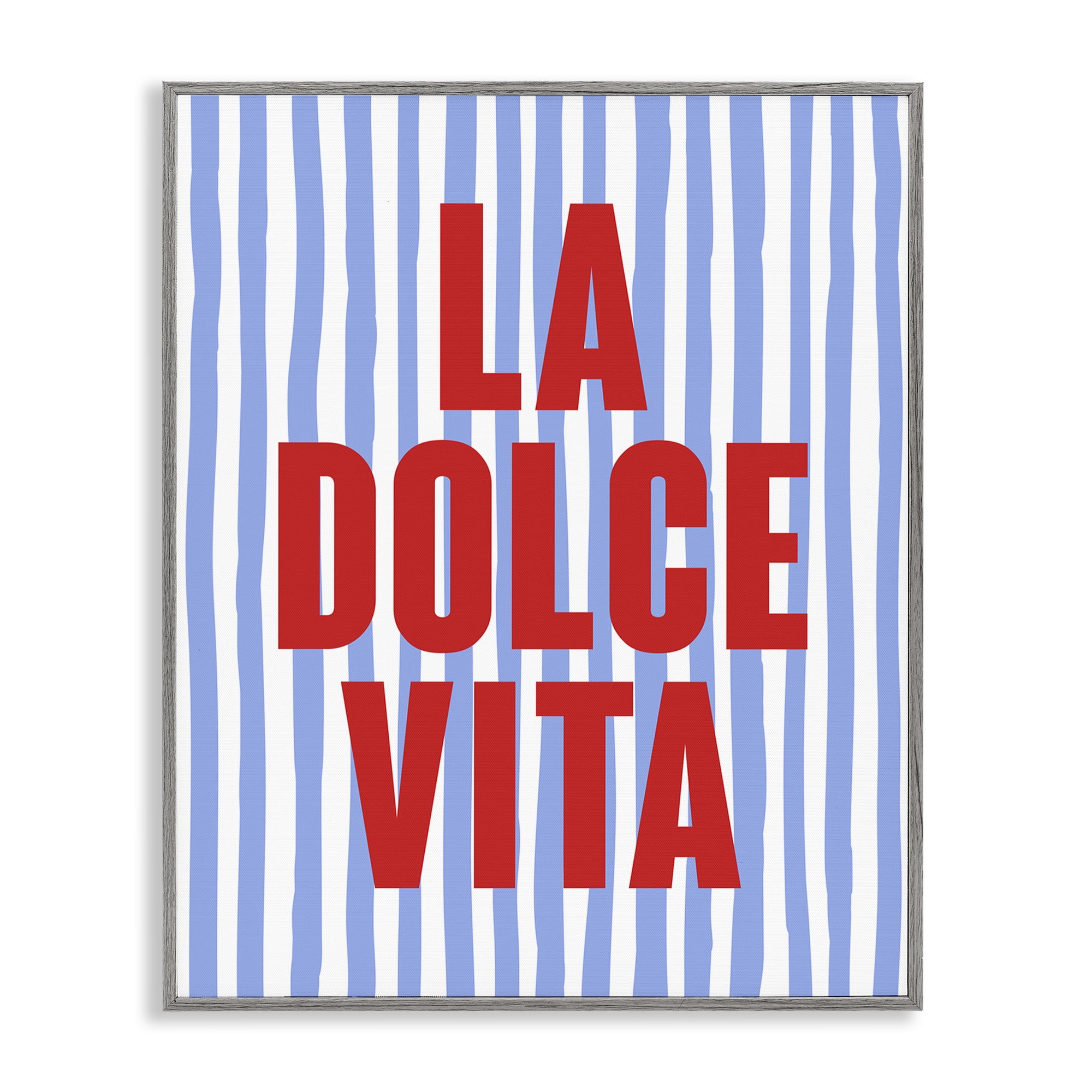 Stupell Industries La Dolce Vita on Blue Text & Numbers Painting Gray Framed Art Print Wall Art, 11 x 14