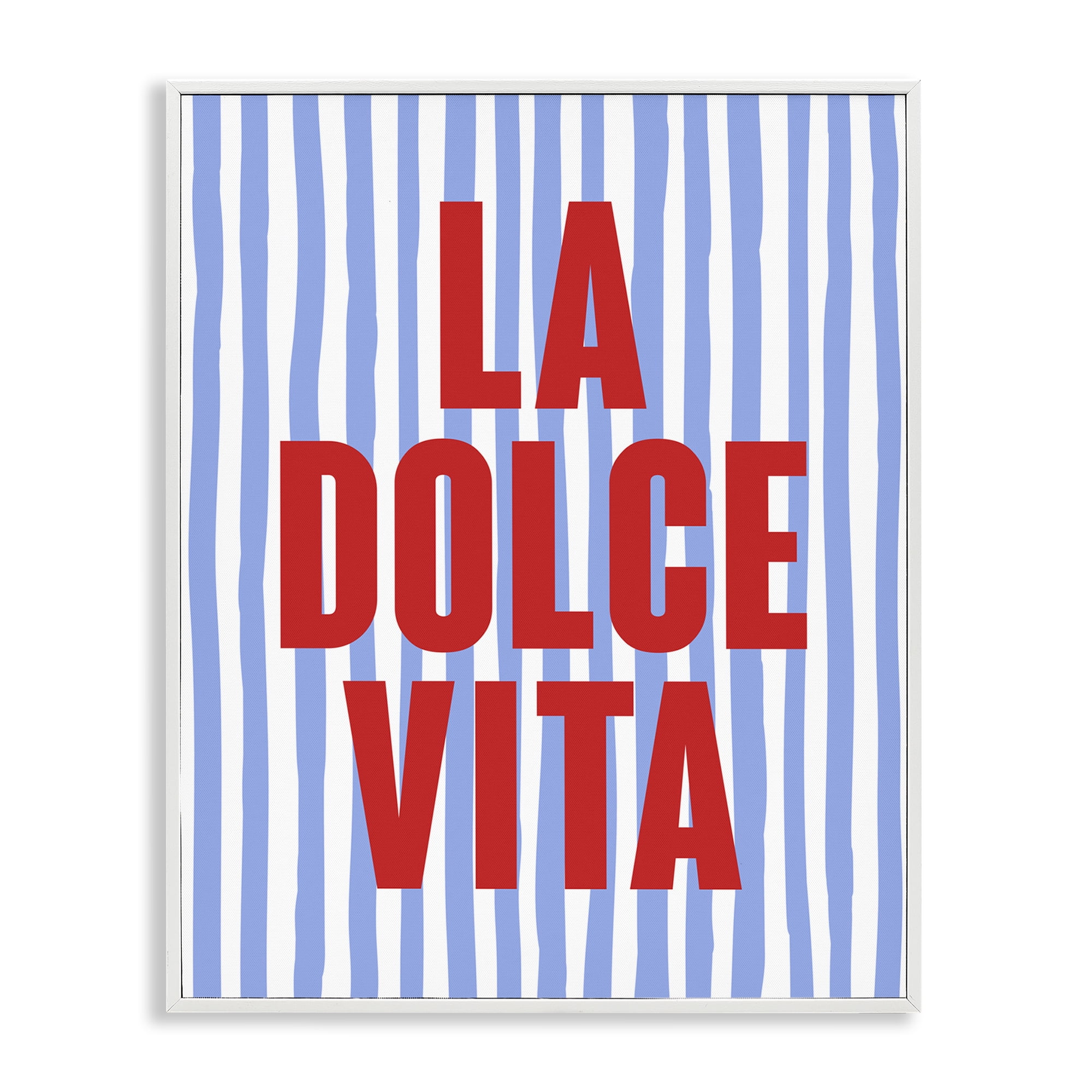 Stupell Industries La Dolce Vita on Blue Text & Numbers Painting White Framed Art Print Wall Art, 24 x 30