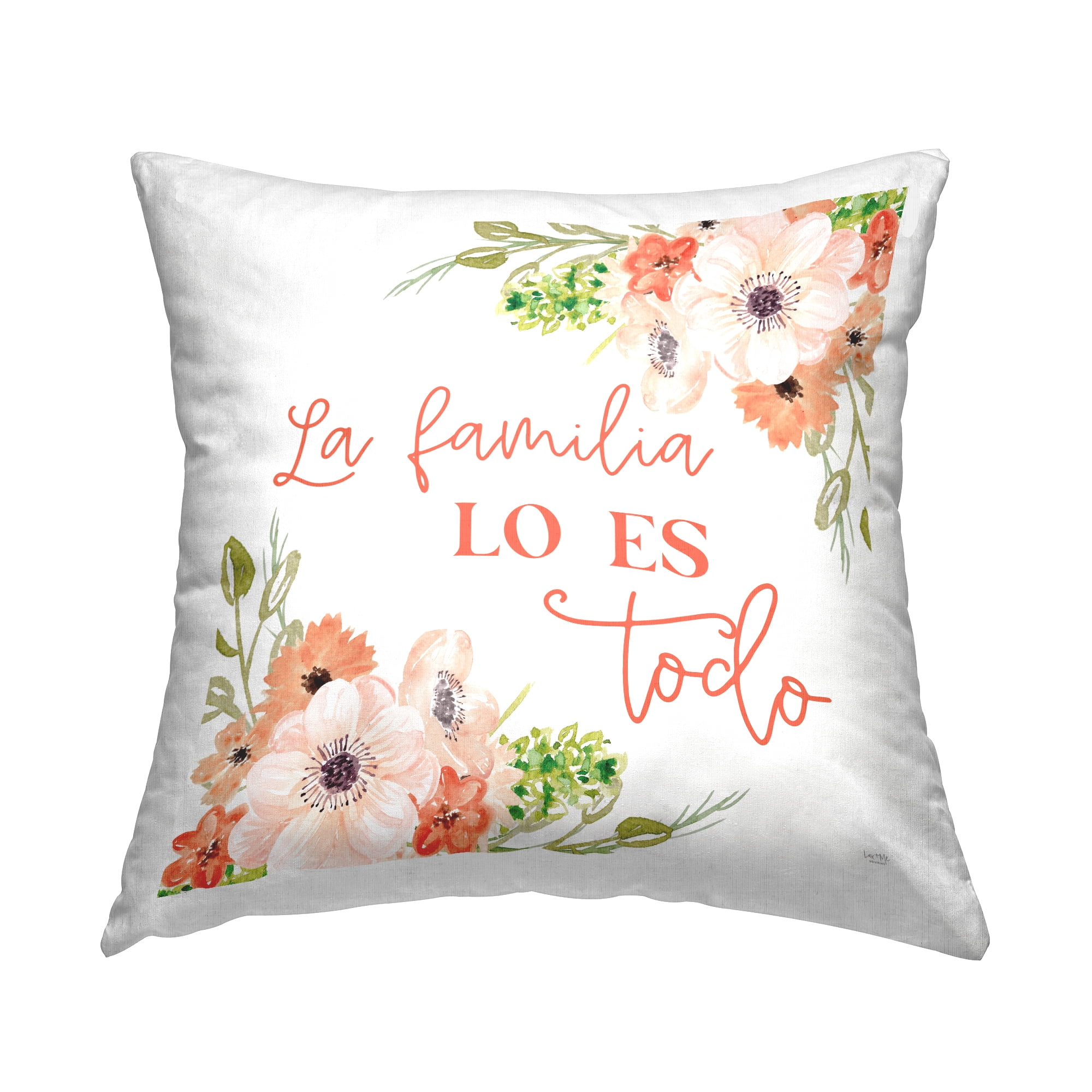 Stupell Industries La Familia Lo Es Todo Phrase Square Decorative Printed Throw Pillow, 18 x 18
