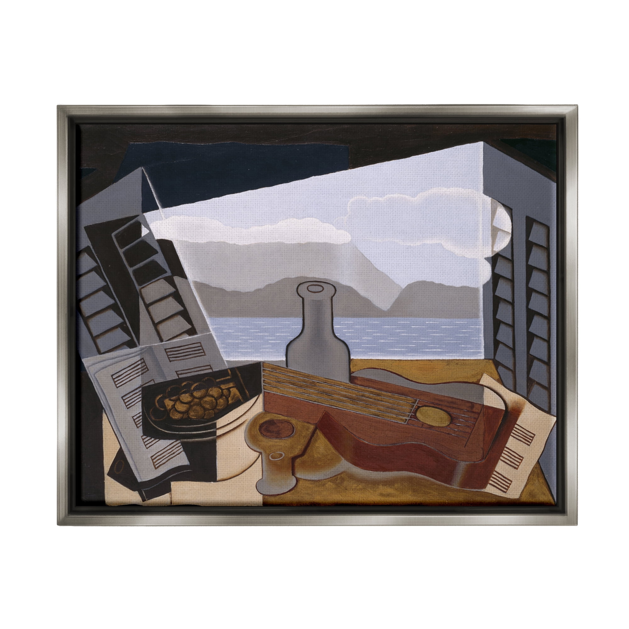 Stupell Industries La Fenetre Ouverte Juan Gris Classic Abstract Painting Painting Luster Gray Floating Framed Canvas Print Wall Art, Design by one1000paintings