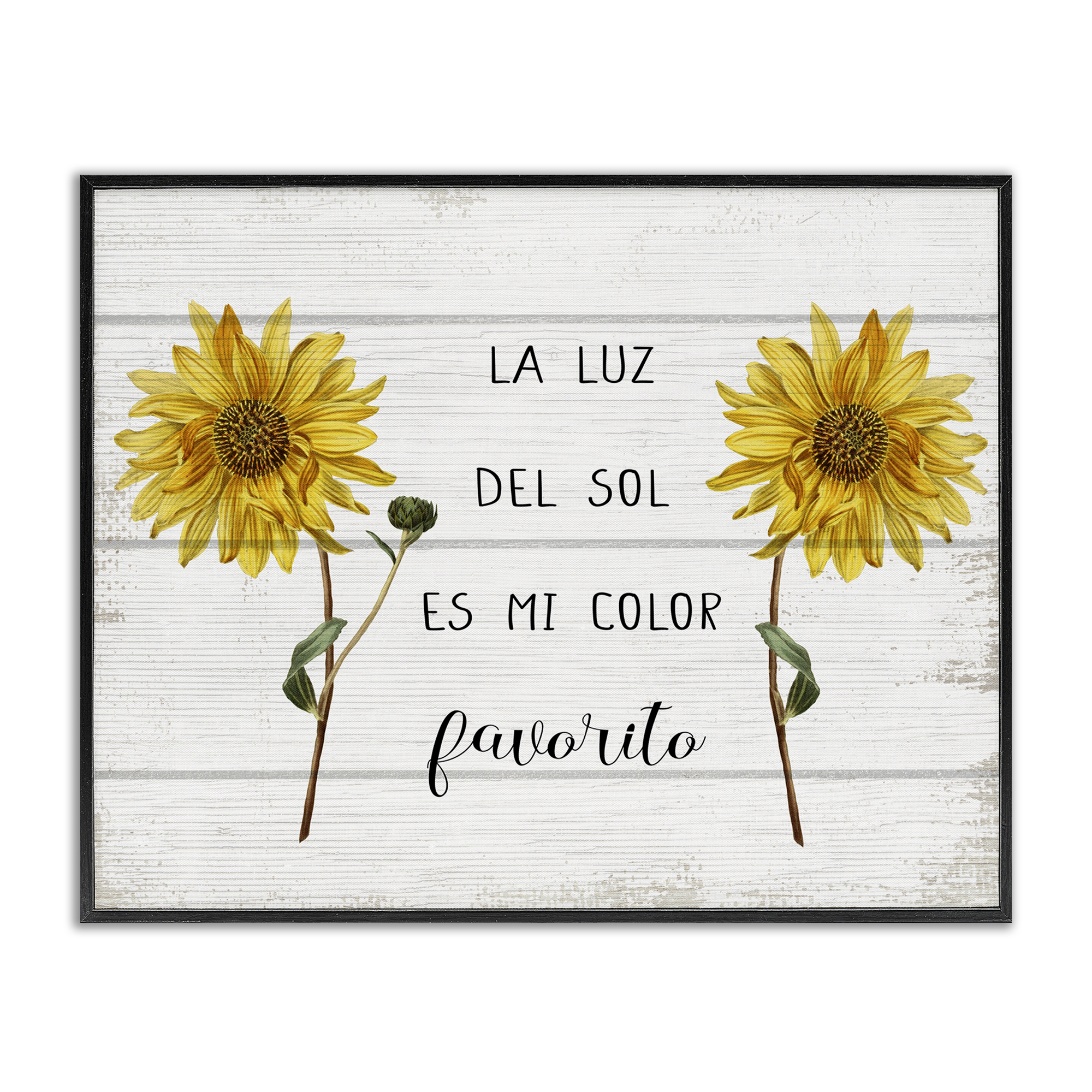Stupell Industries La Luz Del Sol Inspirational Quotes & Sayings Painting Black Framed Art Print Wall Art, 20 x 16