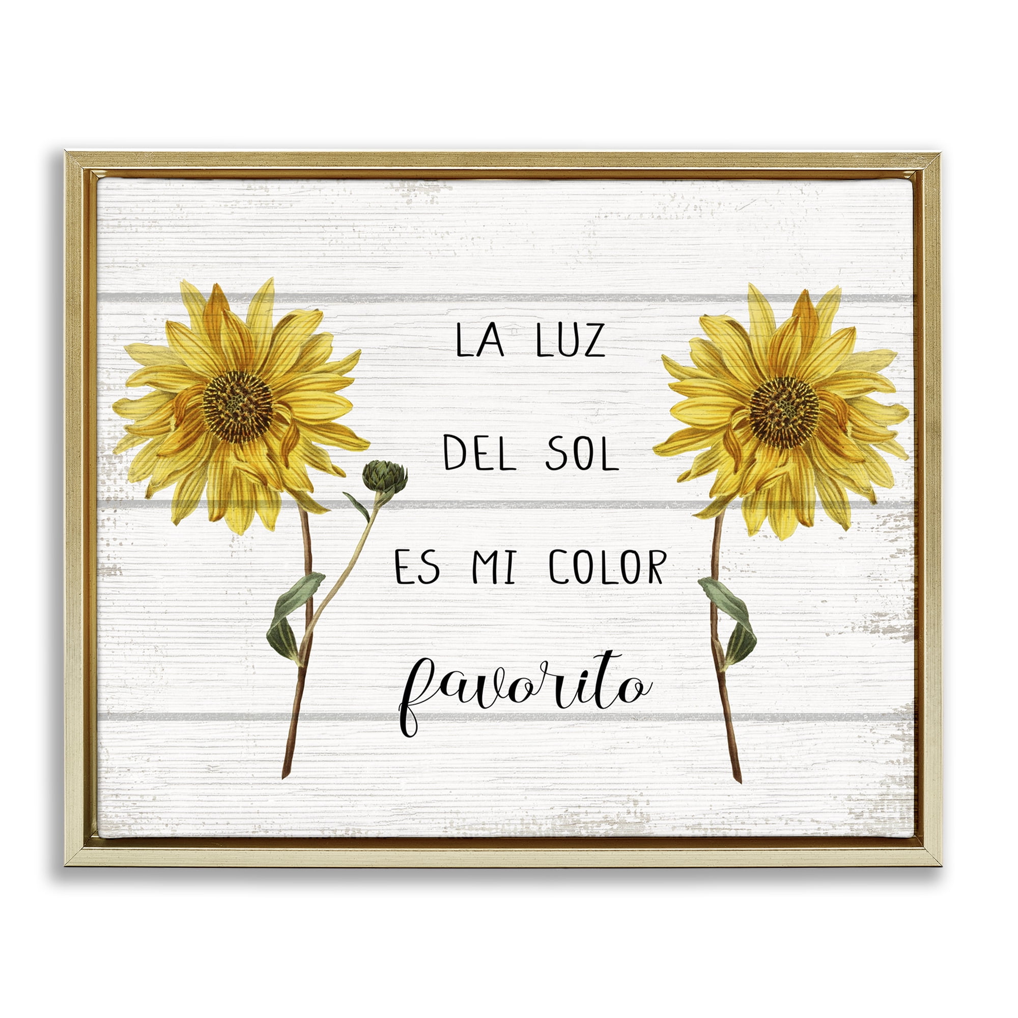 Stupell Industries La Luz Del Sol Inspirational Quotes & Sayings Painting Gold Floater Framed Art Print Wall Art, 31 x 25