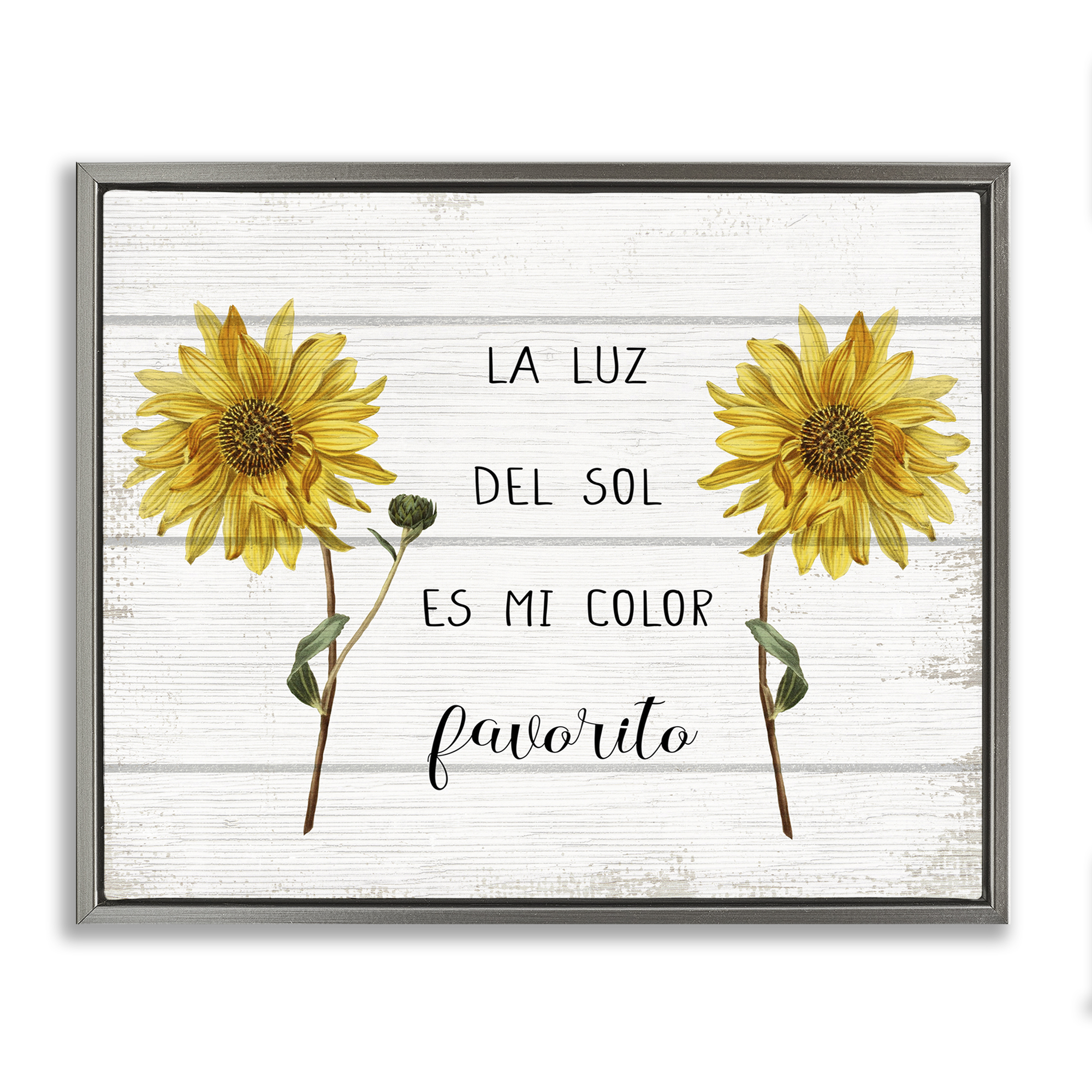 Stupell Industries La Luz Del Sol Inspirational Quotes & Sayings Painting Gray Floater Framed Art Print Wall Art, 31 x 25