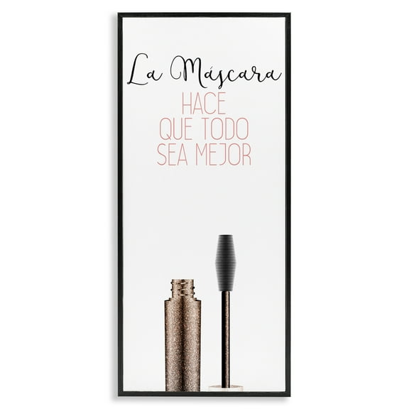 Stupell Industries La Máscara Mejora Todo Inspirational Quotes & Sayings Painting Black Framed Art Print Wall Art, 10 x 24