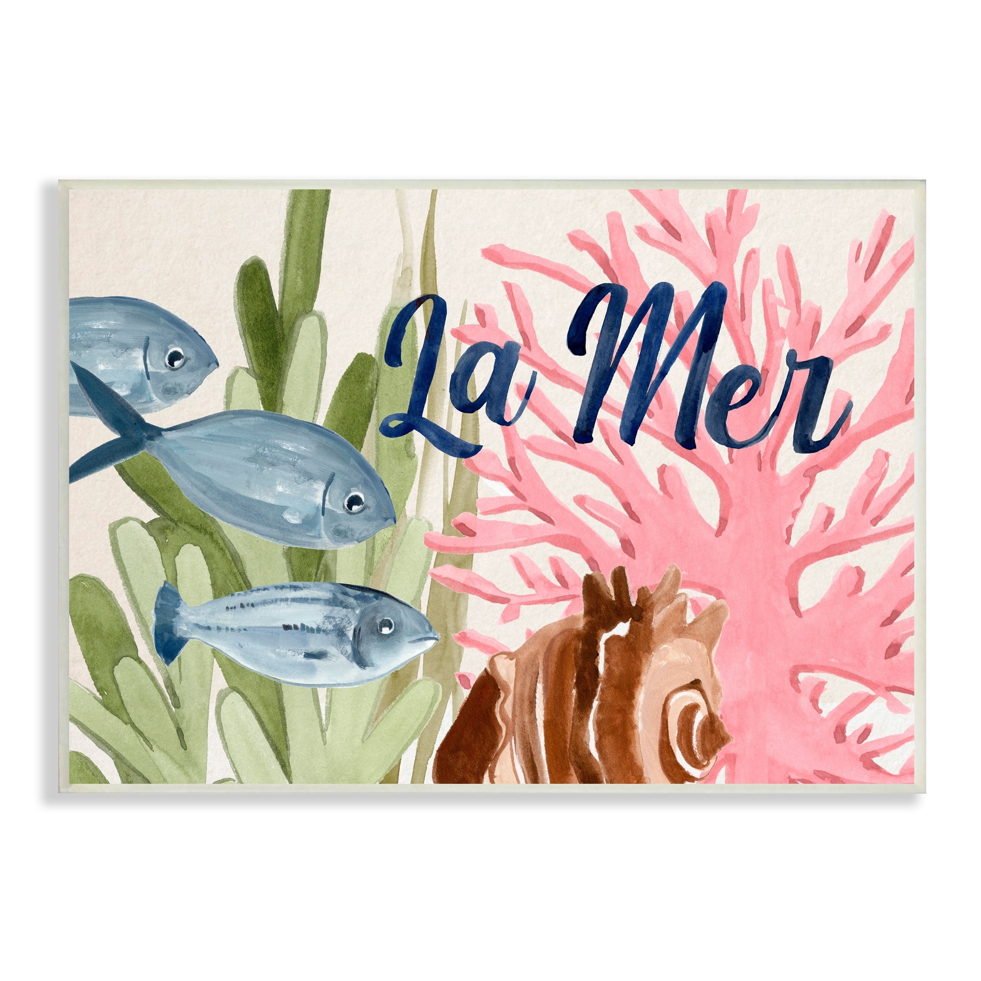 Stupell Industries La Mer Fish Shallow Sea Shell Coral Algae ,15 x 10, Design by Annie Warren