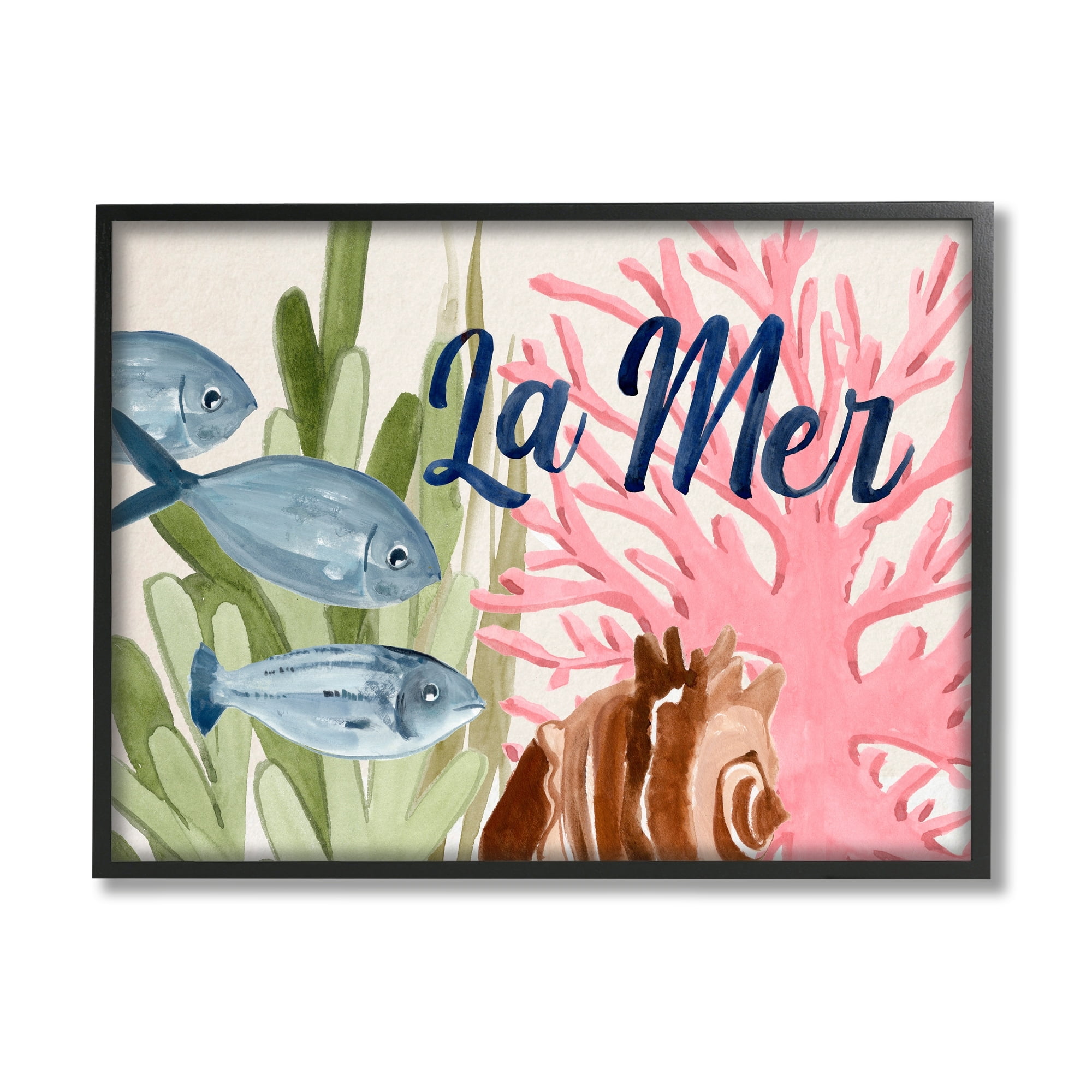 Stupell Industries La Mer Fish Shallow Sea Shell Coral Algae ,20 x 16, Design by Annie Warren
