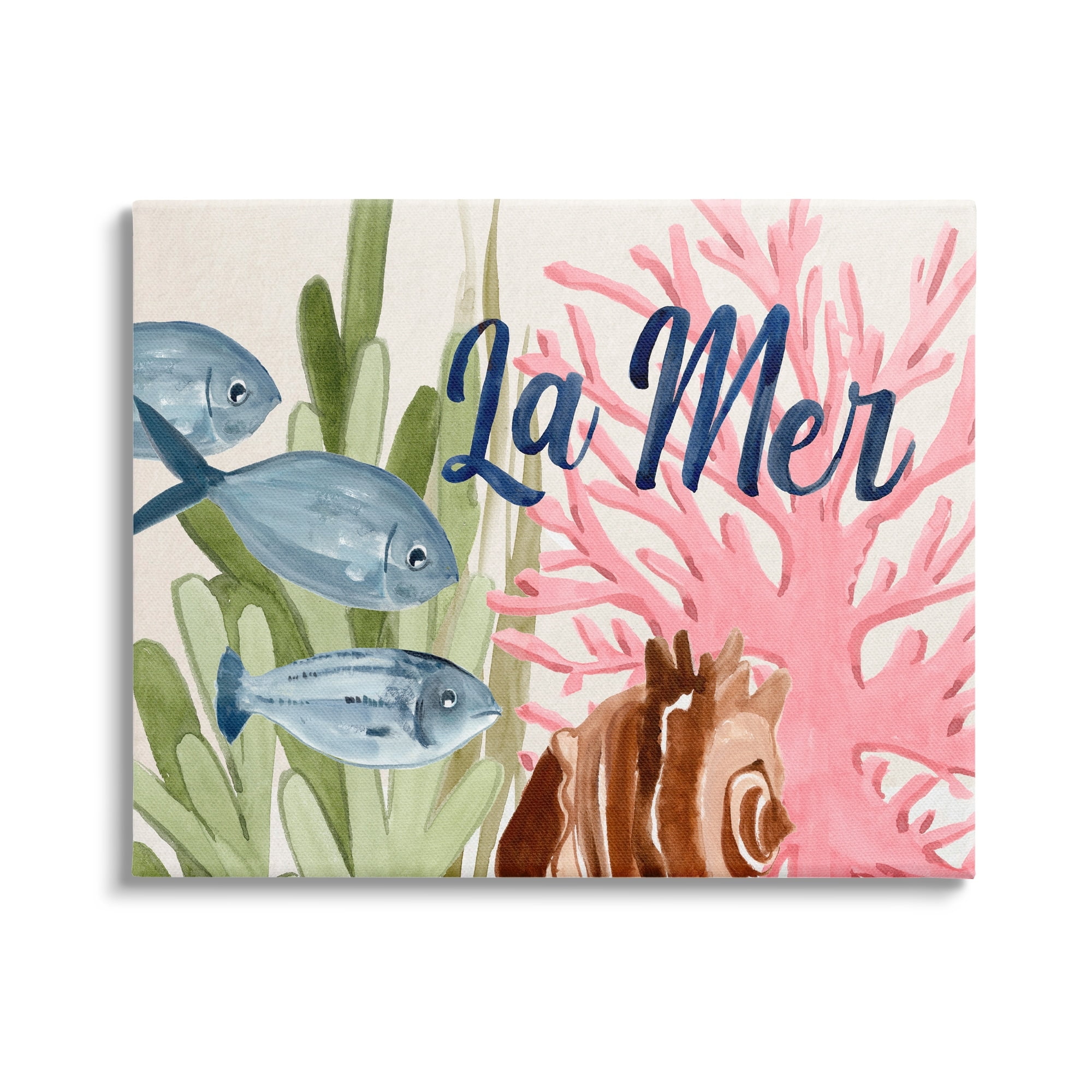 Stupell Industries La Mer Fish Shallow Sea Shell Coral Algae ,30 x 24, Design by Annie Warren
