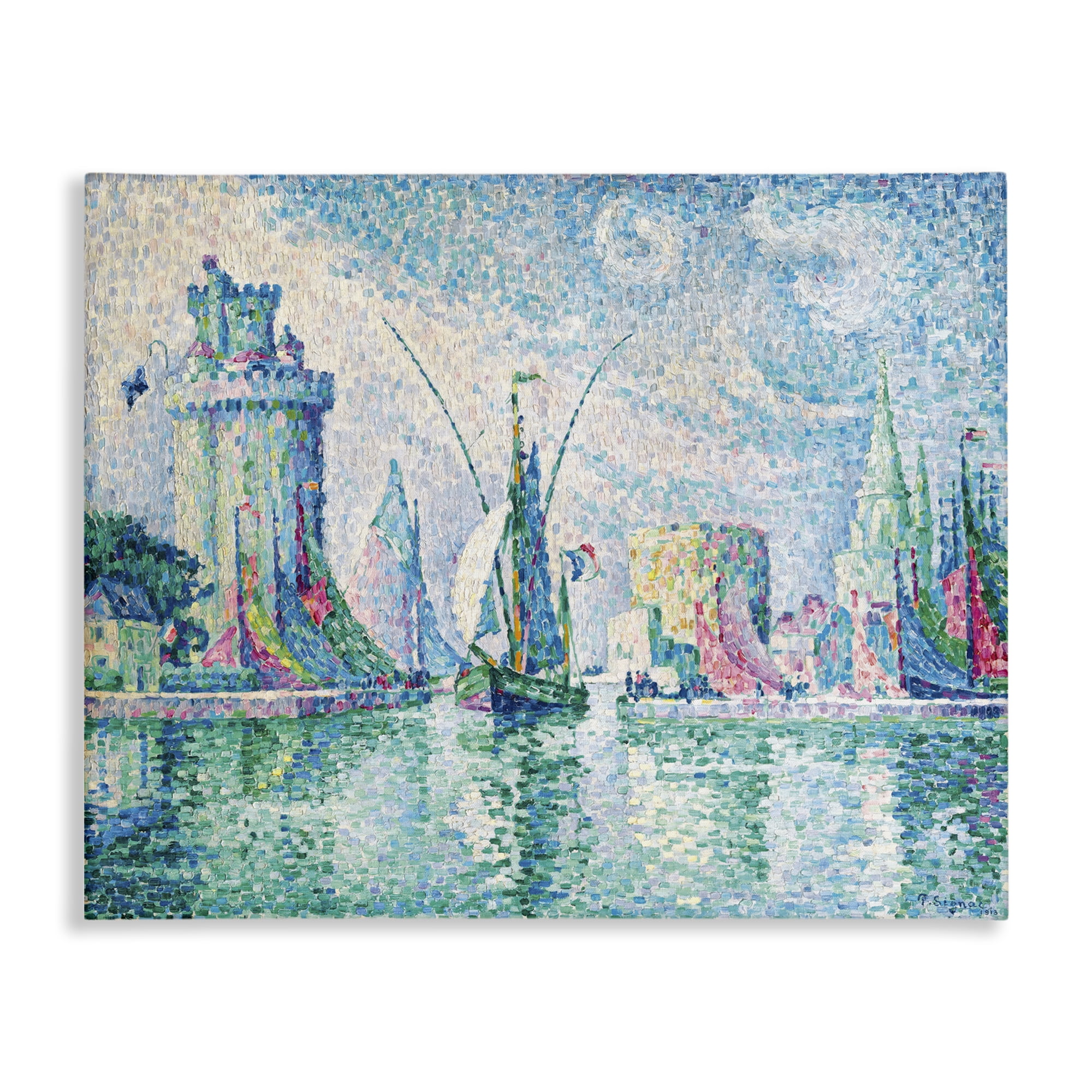 Stupell Industries La Rochelle Classical Signac Transportation Painting Wrapped Canvas Art Print Wall Art, 48 x 36