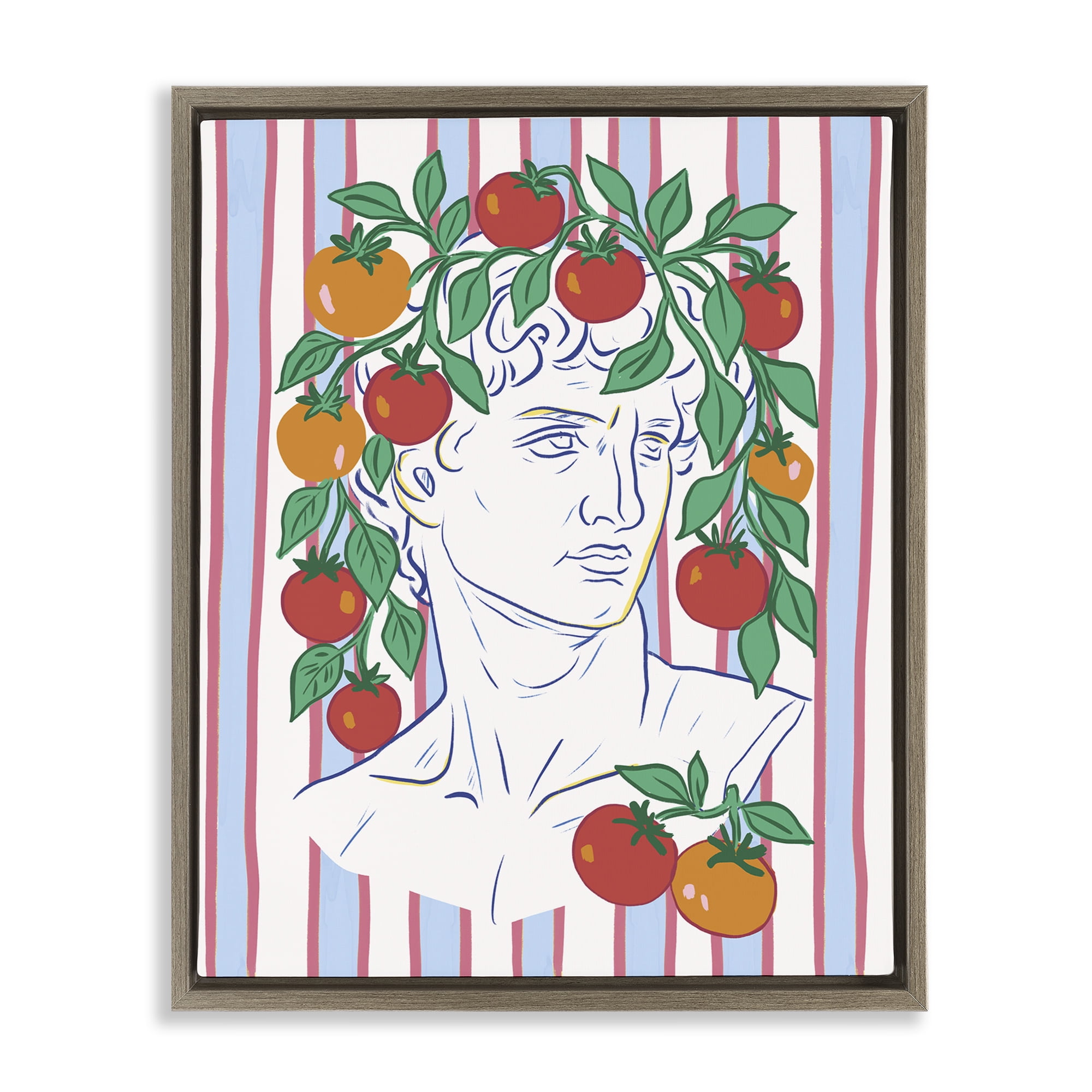 Stupell Industries La Rossa Sculpture Face Brown Framed Floater Canvas Wall Art, design by Radhika Modi