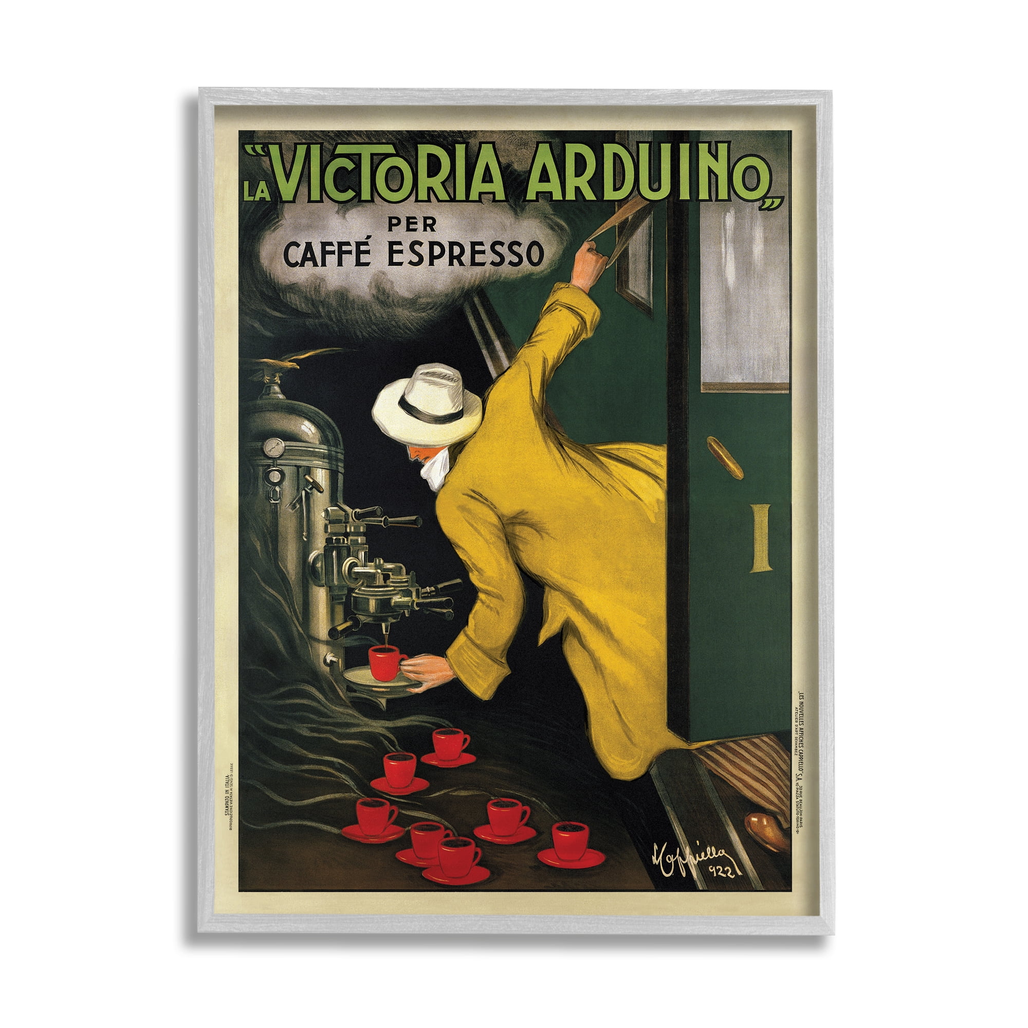 Stupell Industries La Victoria Arduino Cafe Espresso Vintage Inspired Poster Painting Framed Art Print Wall Art, 24x30, By VeeBee
