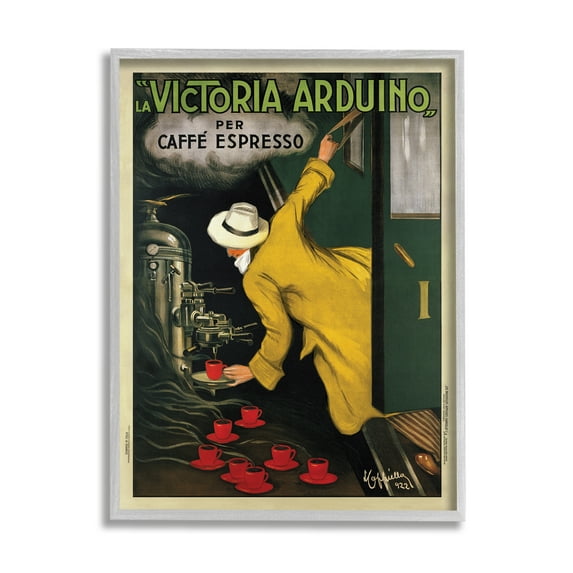 Stupell Industries La Victoria Arduino Cafe Espresso Vintage Inspired Poster Painting Framed Art Print Wall Art, 24x30, By VeeBee