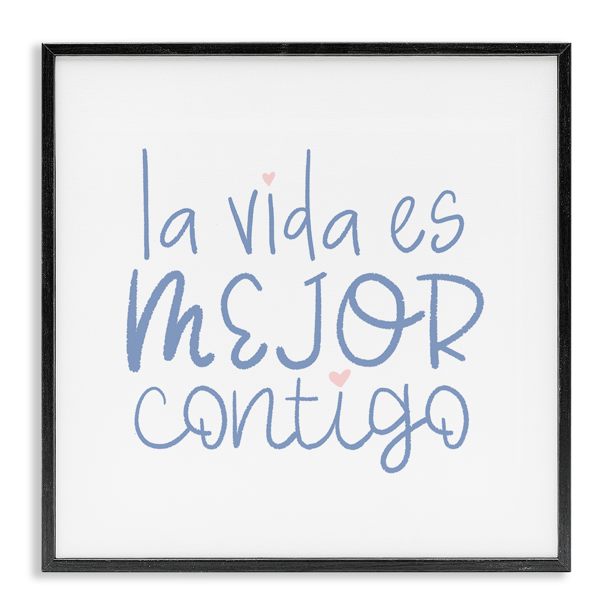 Stupell Industries La Vida Es Mejor Contigo Inspirational Quotes & Sayings Painting Black Framed Art Print Wall Art, 24 x 24