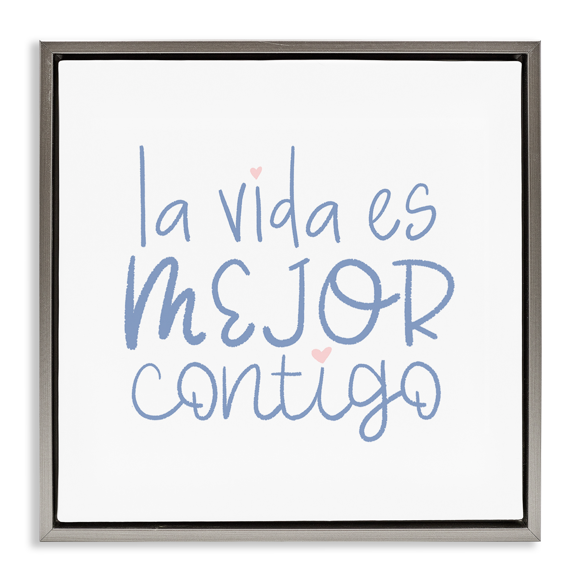 Stupell Industries La Vida Es Mejor Contigo Inspirational Quotes & Sayings Painting Gray Floater Framed Art Print Wall Art, 18 x 18