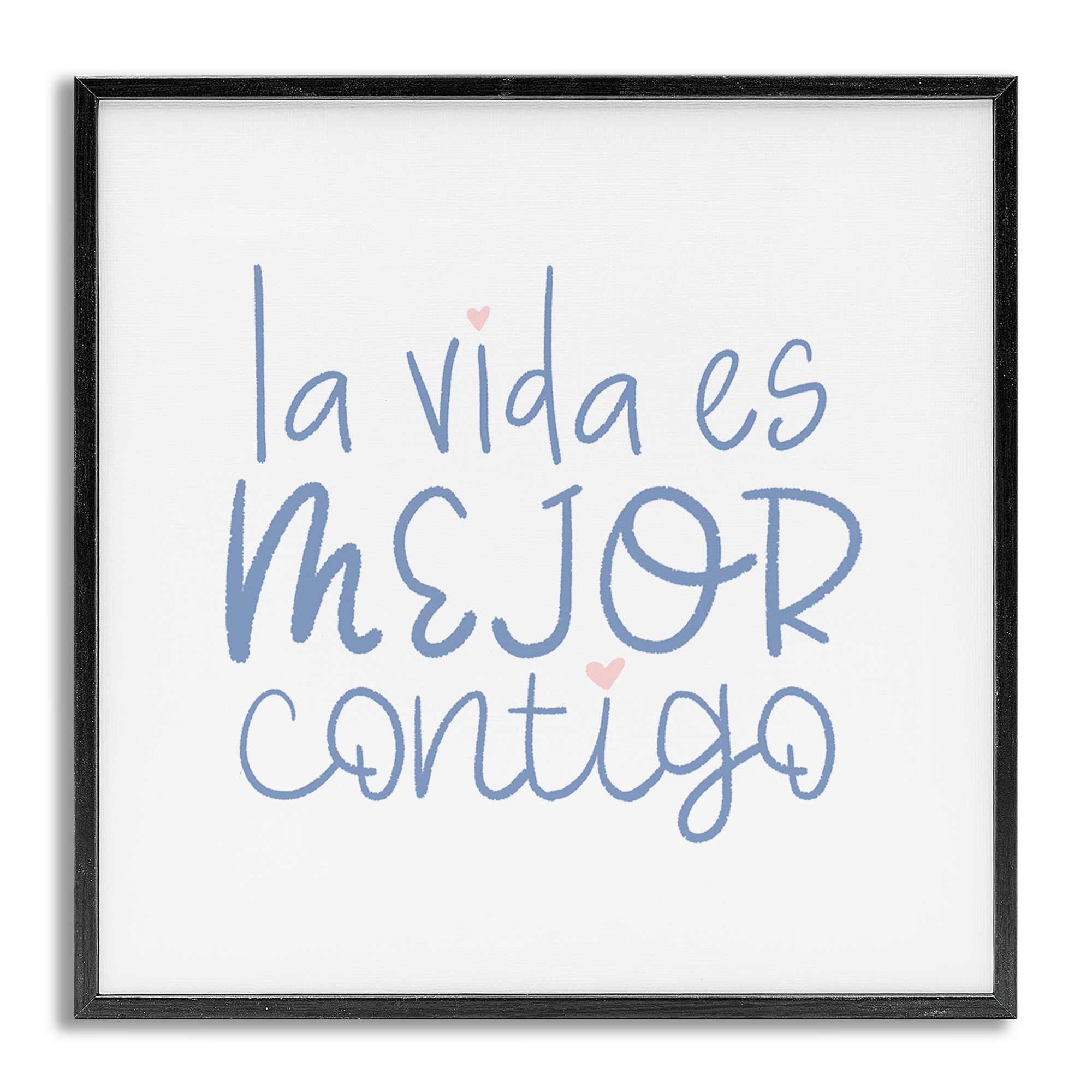 Stupell Industries La Vida Es Mejor Contigo Inspirational Quotes & Sayings Painting Gray Framed Art Print Wall Art, 12 x 12