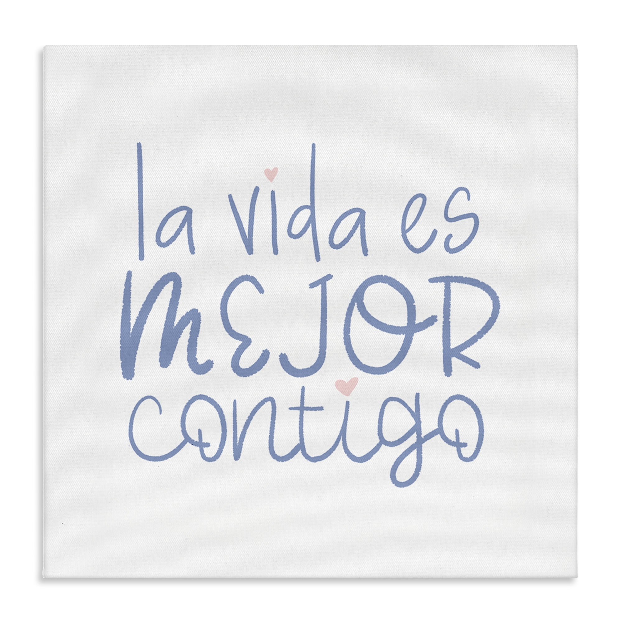 Stupell Industries La Vida Es Mejor Contigo Inspirational Quotes & Sayings Painting Wrapped Canvas Art Print Wall Art, 17 x 17