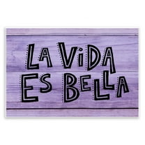 Stupell Industries La Vida es Bella Púrpura Inspirational Quotes & Sayings Painting Unframed Art Print Wall Art, 15 x 10
