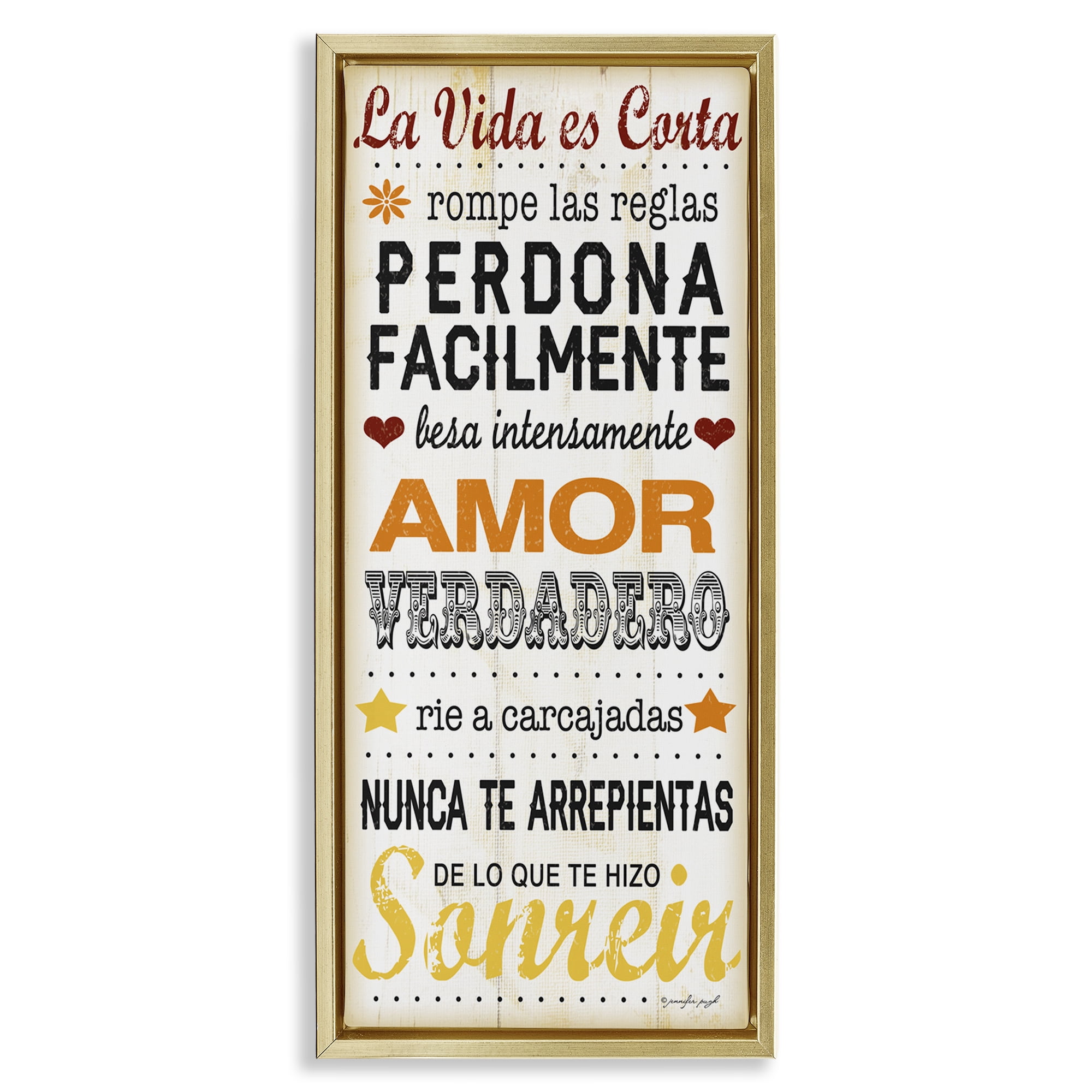 Stupell Industries La Vida es Corta Inspirational Quotes & Sayings