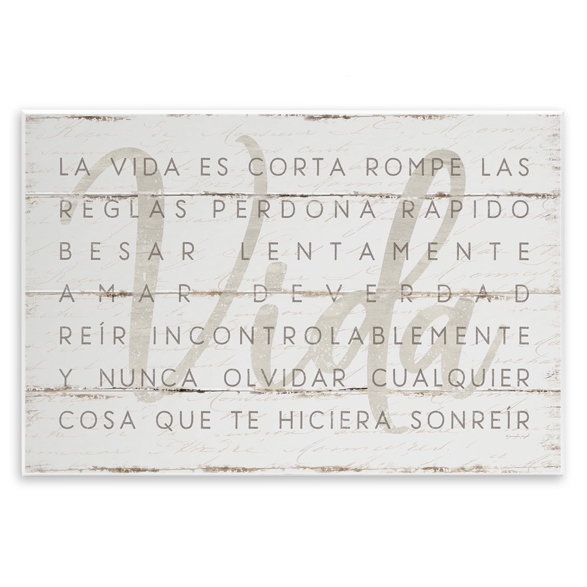 Stupell Industries La Vida es Corta Inspirational Quotes & Sayings Painting Unframed Art Print Wall Art, 19 x 13