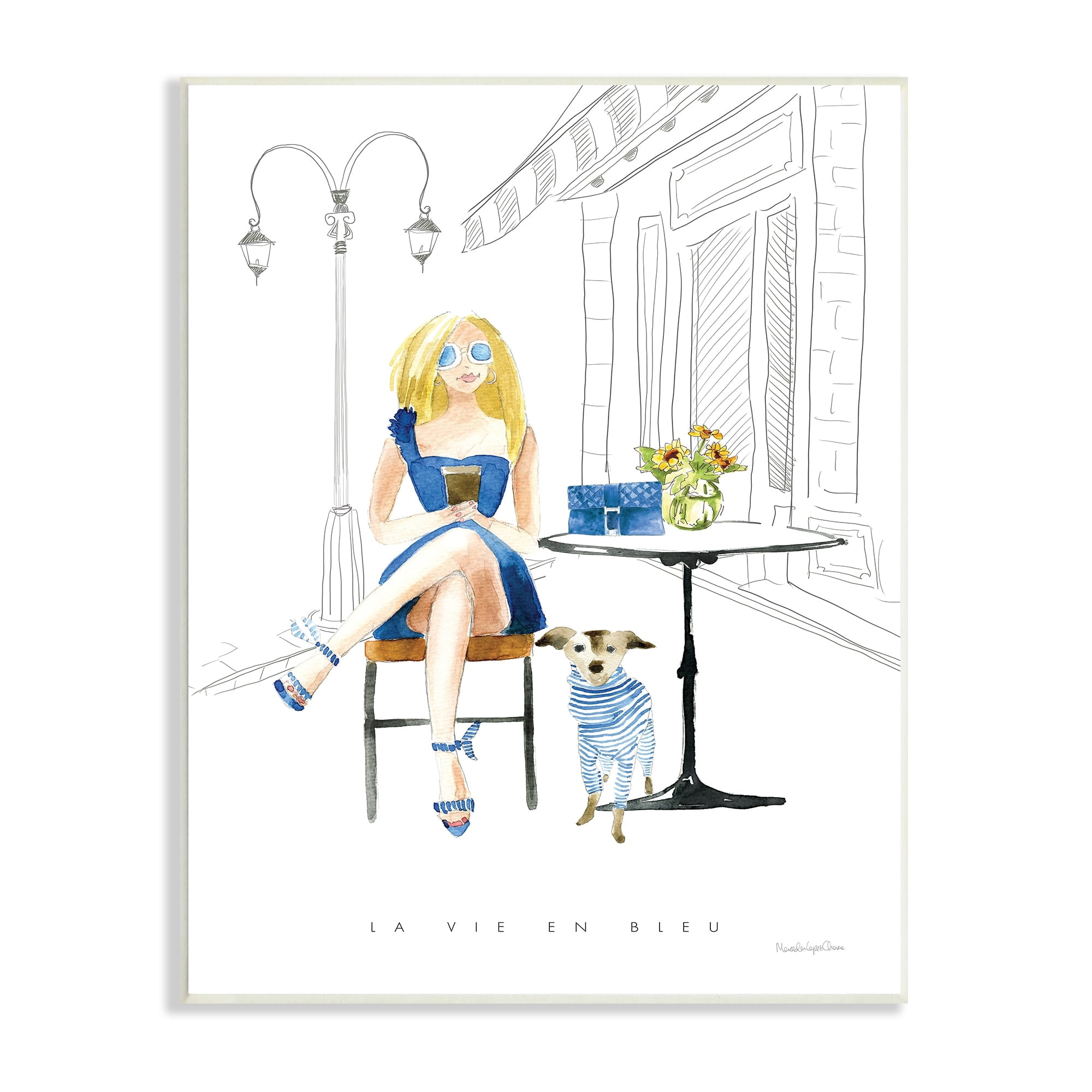 Stupell Industries La Vie En Bleu Parisian Glam Phrase Female, 13 x 19,Design by Mercedes Lopez Charro