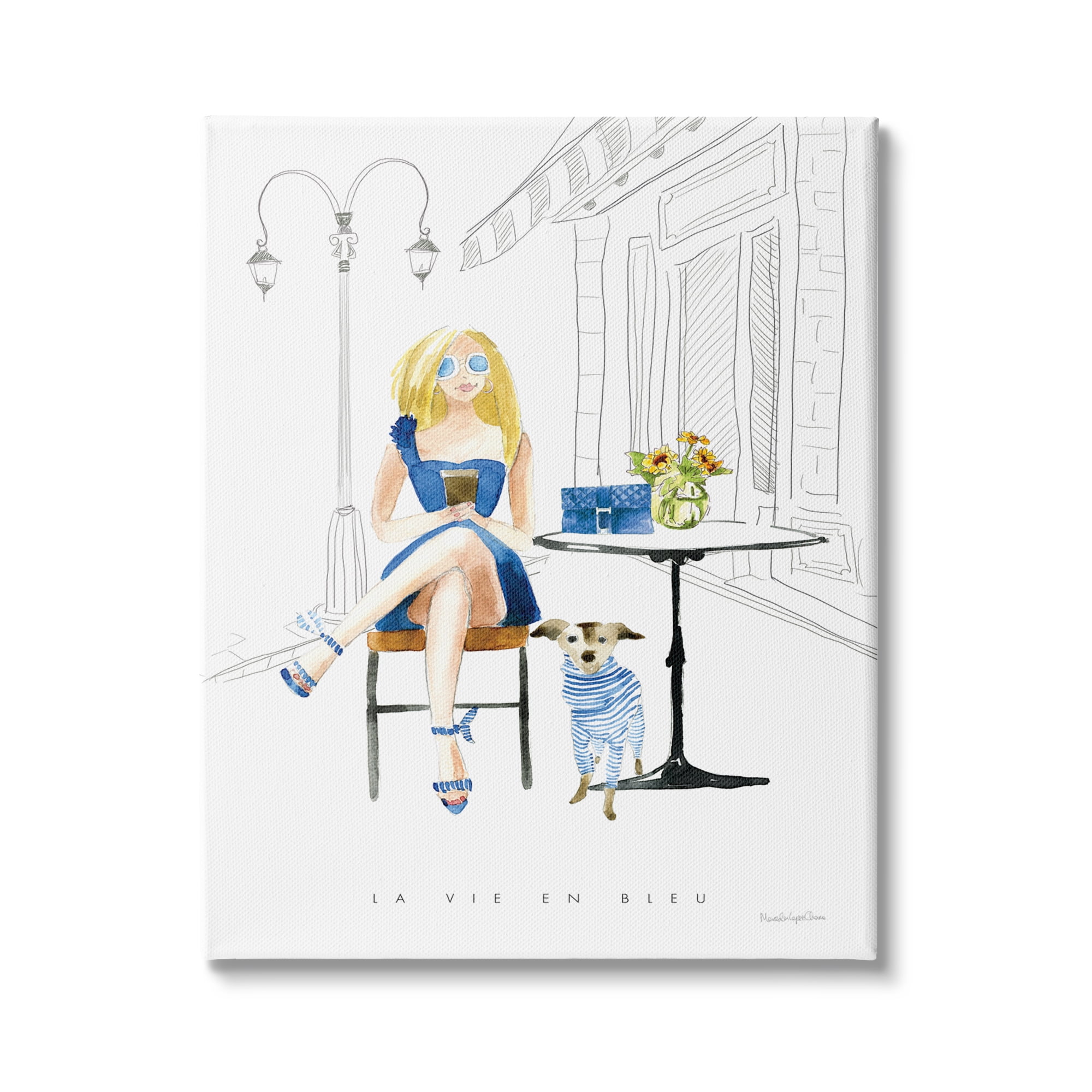 Stupell Industries La Vie En Bleu Parisian Glam Phrase Female, 30 x 40,Design by Mercedes Lopez Charro