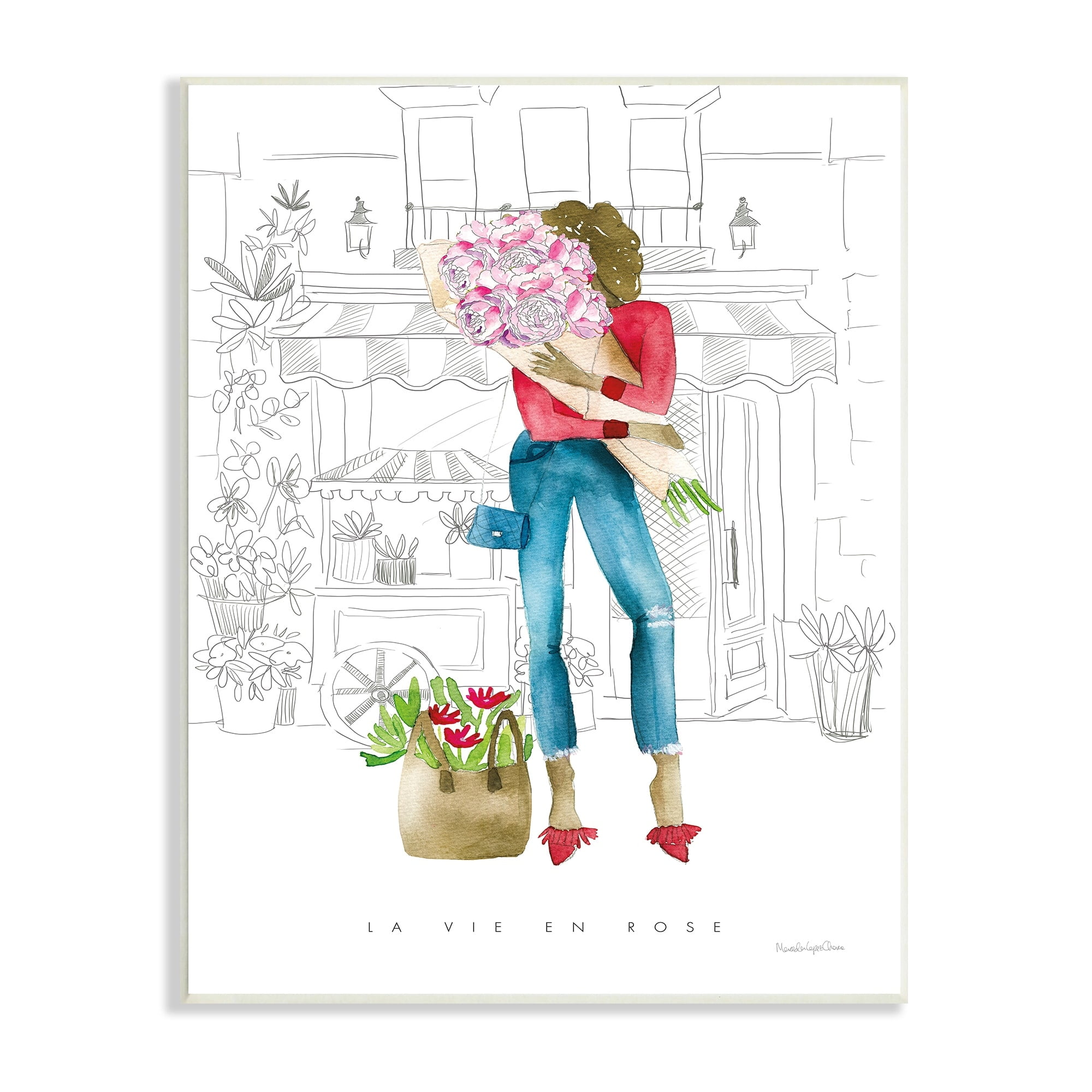 Stupell Industries La Vie En Rose French Phrase Parisian Pink, 10 x 15,Design by Mercedes Lopez Charro