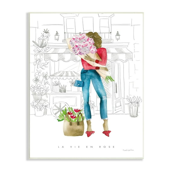 Stupell Industries La Vie En Rose French Phrase Parisian Pink, 13 x 19,Design by Mercedes Lopez Charro