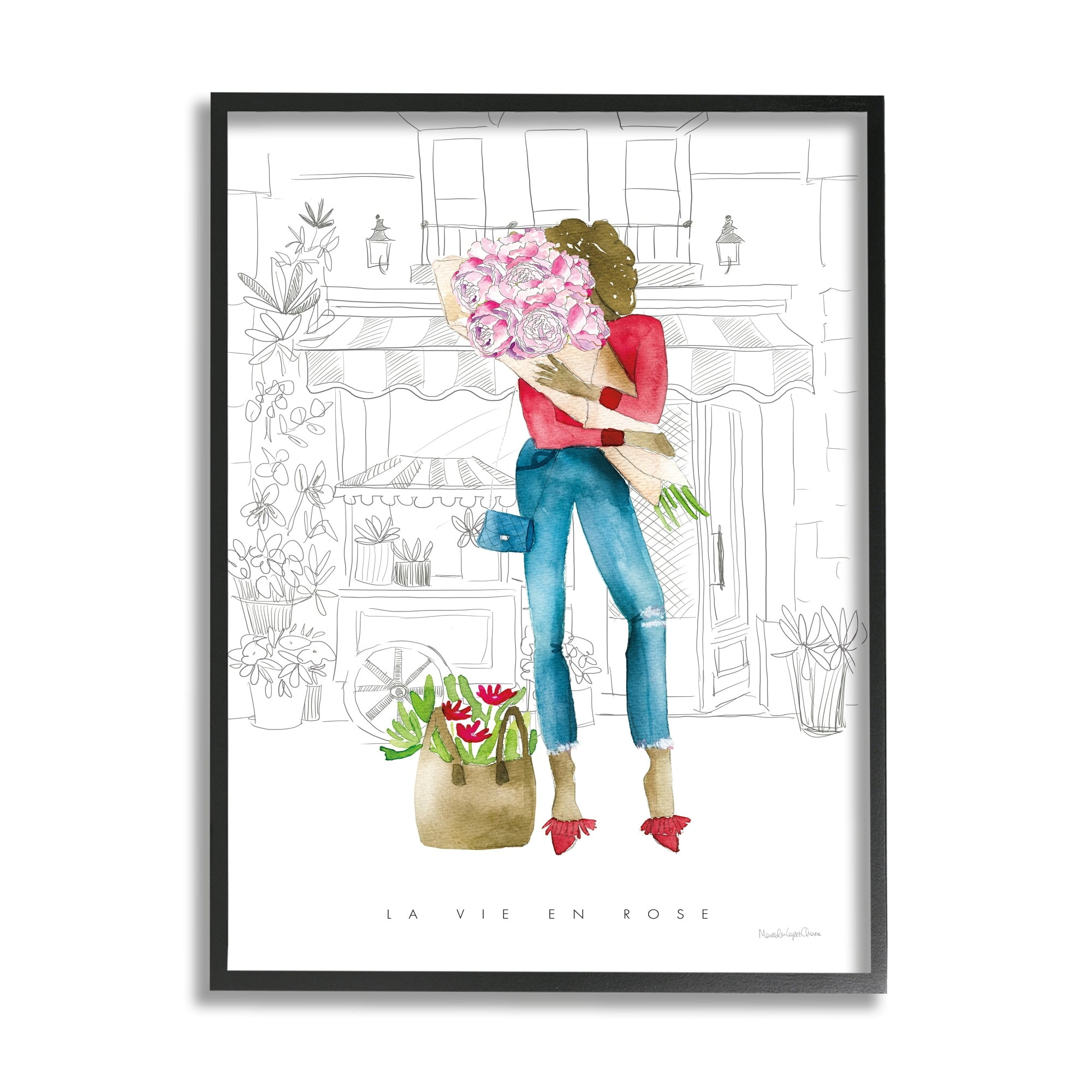 Stupell Industries La Vie En Rose French Phrase Parisian Pink, 24 x 30,Design by Mercedes Lopez Charro