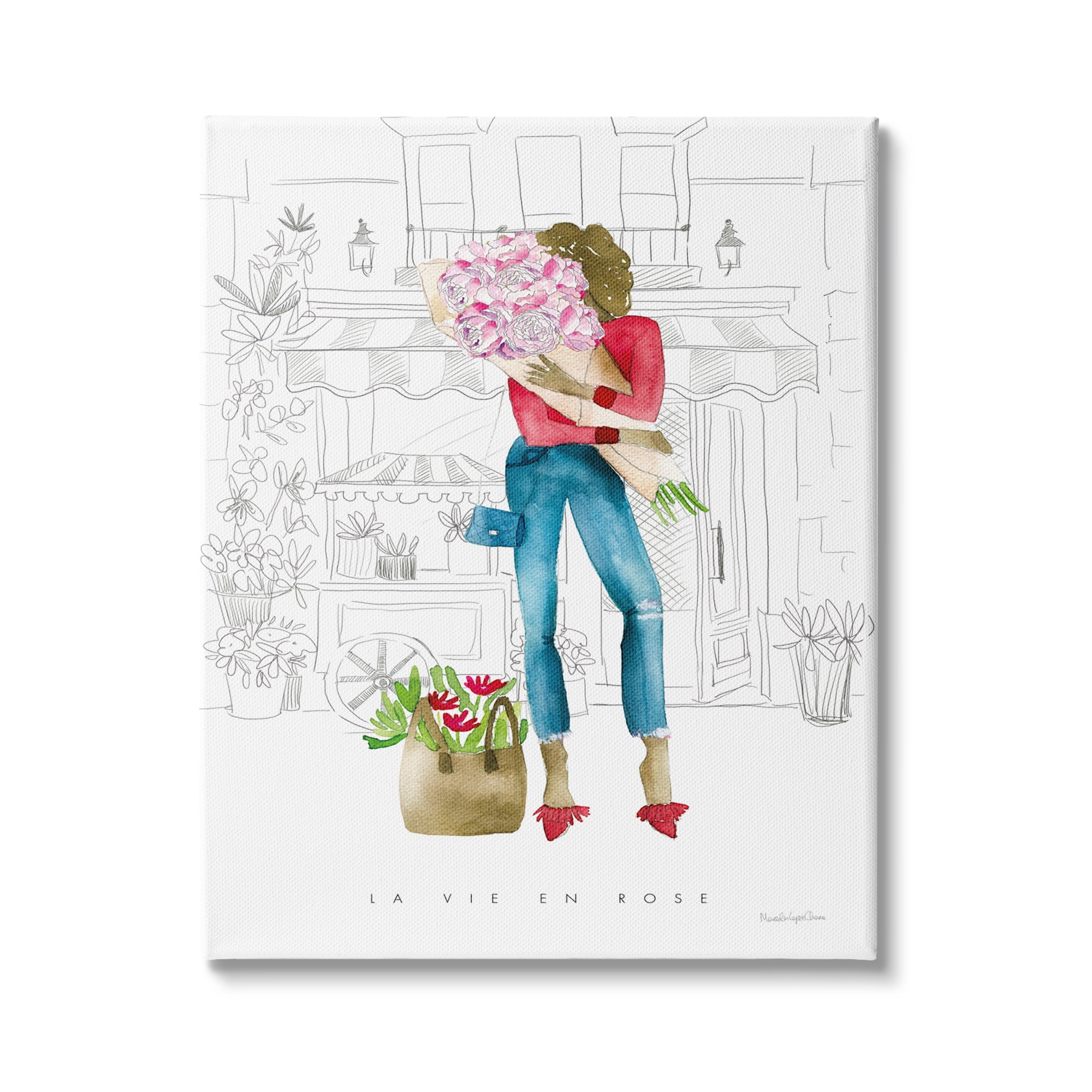 Stupell Industries La Vie En Rose French Phrase Parisian Pink, 36 x 48,Design by Mercedes Lopez Charro