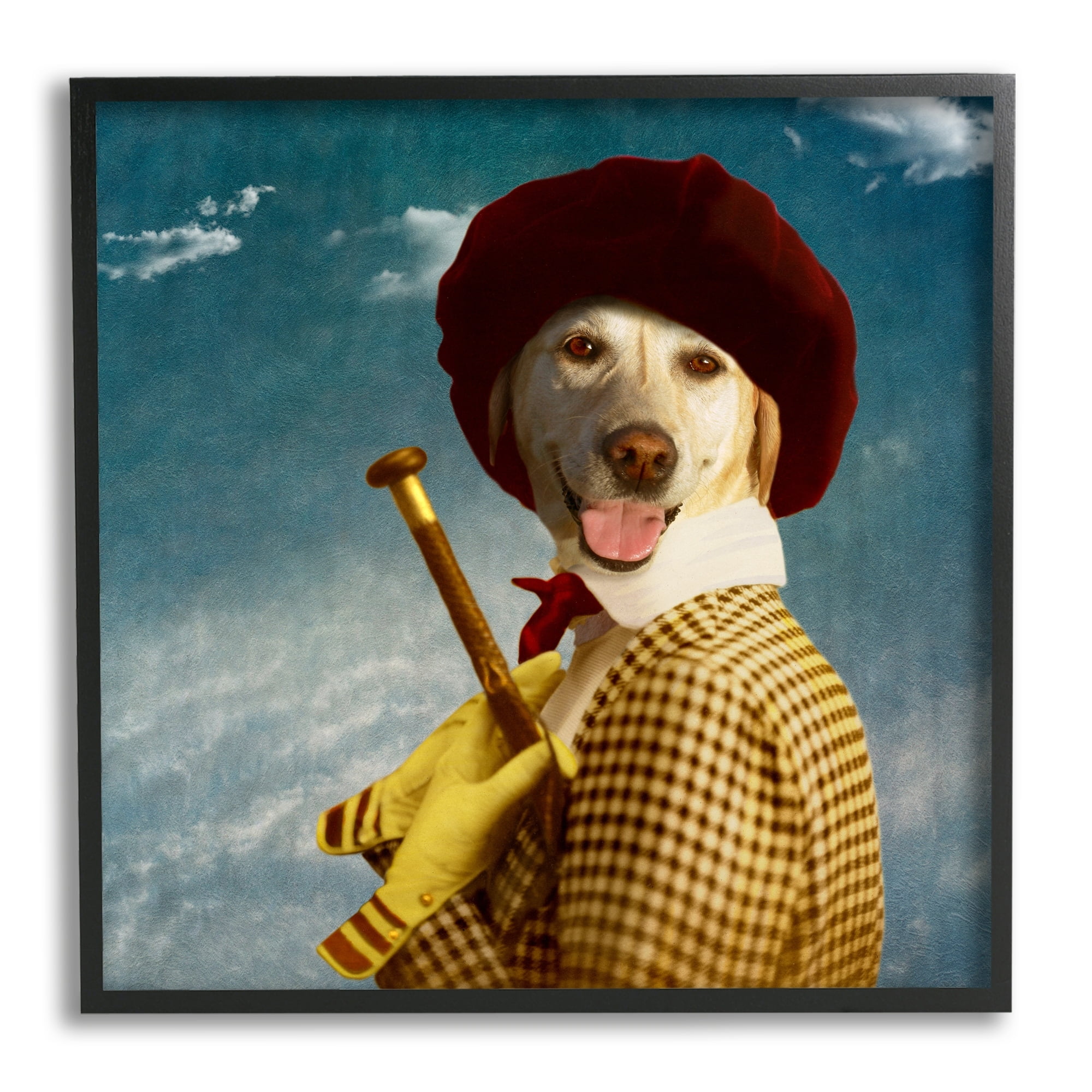 Stupell Industries Lab Dog Dressed Classic Style Clothing Patterned Coat Graphic Art Black Framed Art Print Wall Art, Design by Martine Roch