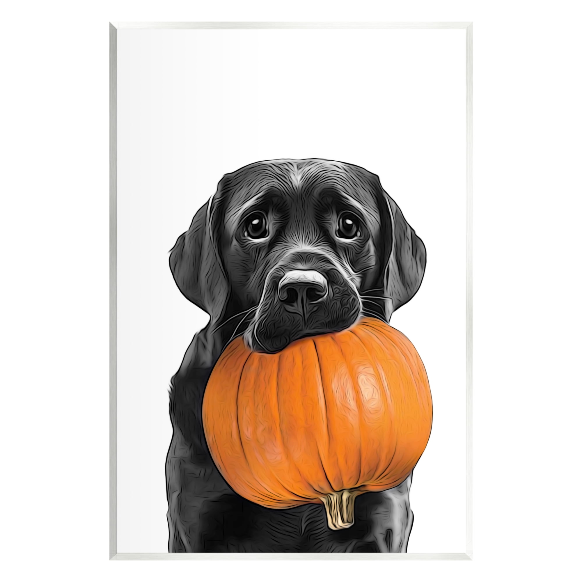 Stupell Industries Lab Dog with Pumpkin Holiday Painting Unframed Art Print Wall Art, 13 x 19