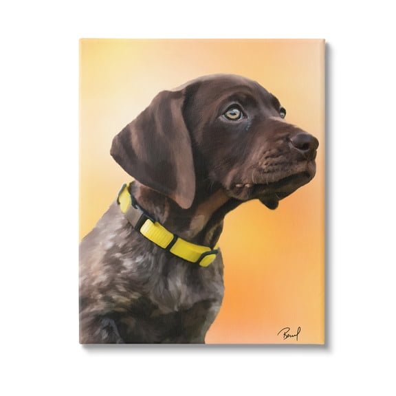 Stupell Industries Lab Puppy on Orange Animals & Insects Painting Gallery Wrapped Canvas Art Print Wall Art, 24 x 30