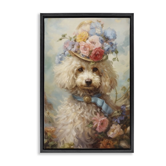 Stupell Industries Labradoodle Victorian Era Pet Black Framed Floater Canvas Wall Art design by Wumples, 25 x 17