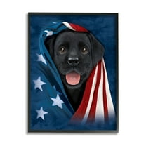 Stupell Industries Labrador & American Flag Animals & Insects Painting Black Framed Art Print Wall Art, 11 x 14