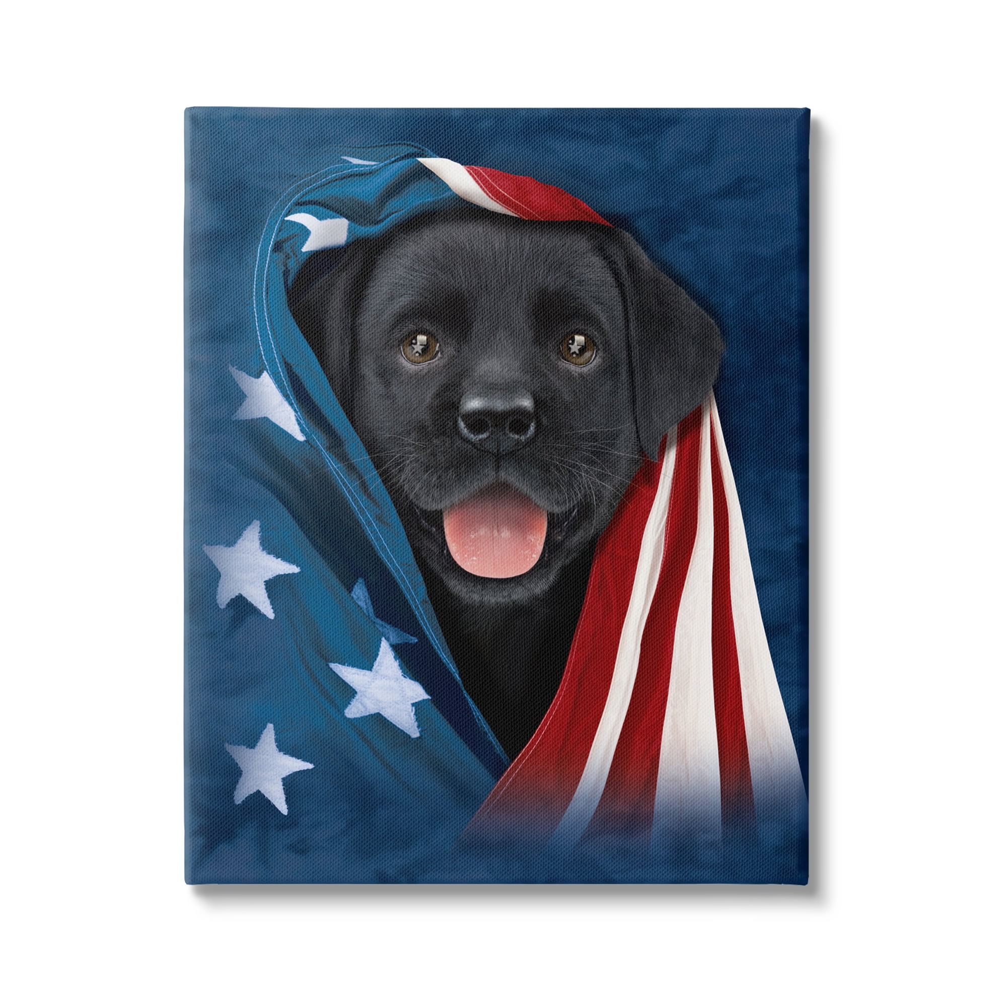 Stupell Industries Labrador & American Flag Animals & Insects Painting Gallery Wrapped Canvas Art Print Wall Art, 36 x 48