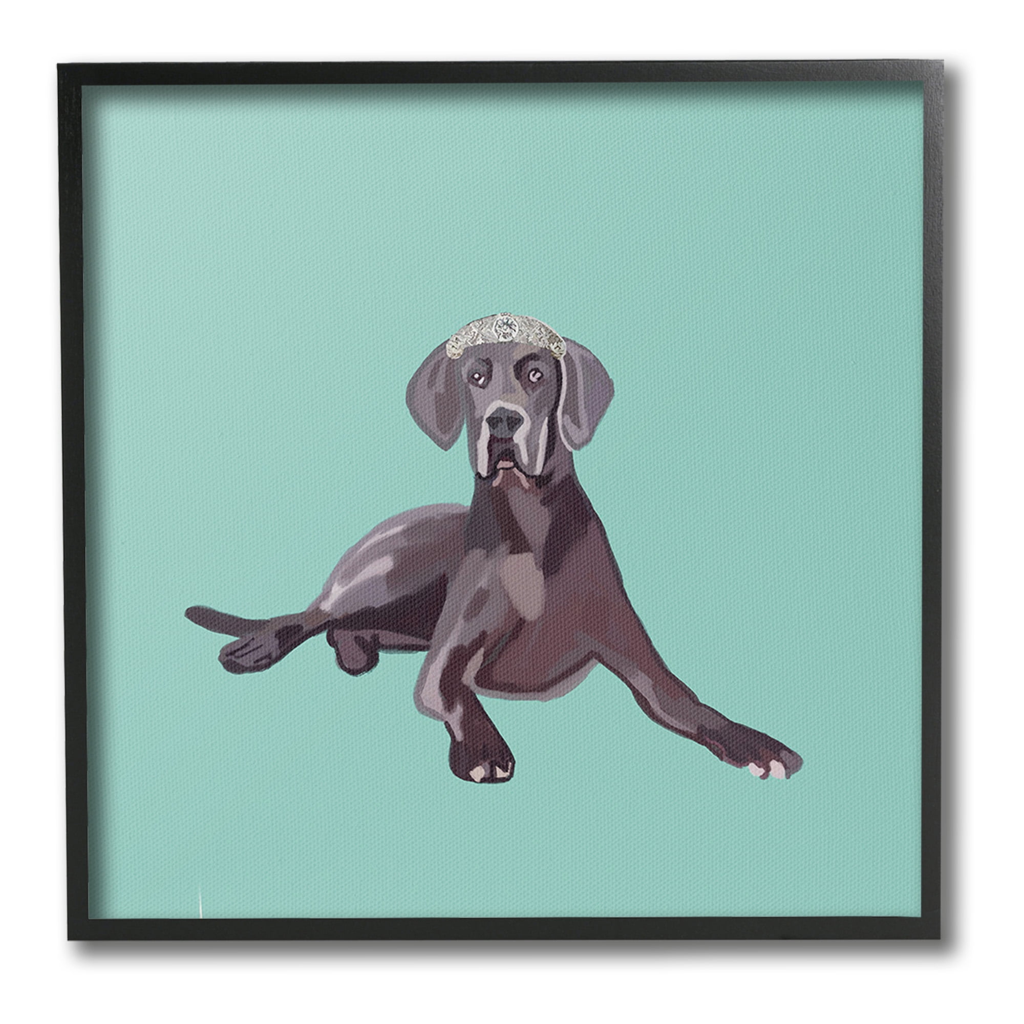 Stupell Industries Labrador Dog & Crown Animals & Insects Painting Black Framed Art Print Wall Art, 12 x 12