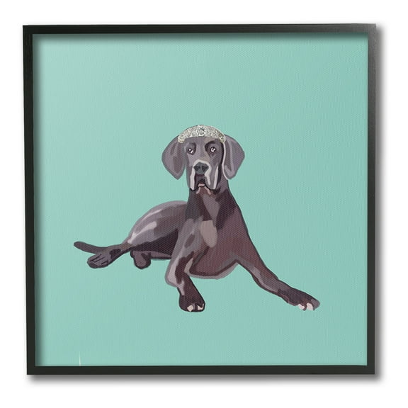 Stupell Industries Labrador Dog & Crown Animals & Insects Painting Black Framed Art Print Wall Art, 12 x 12