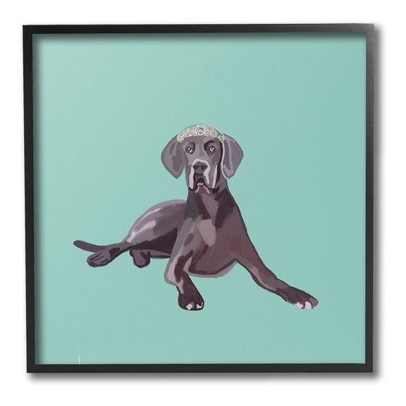 Stupell Industries Labrador Dog & Crown Animals & Insects Painting Black Framed Art Print Wall Art, 24 x 24