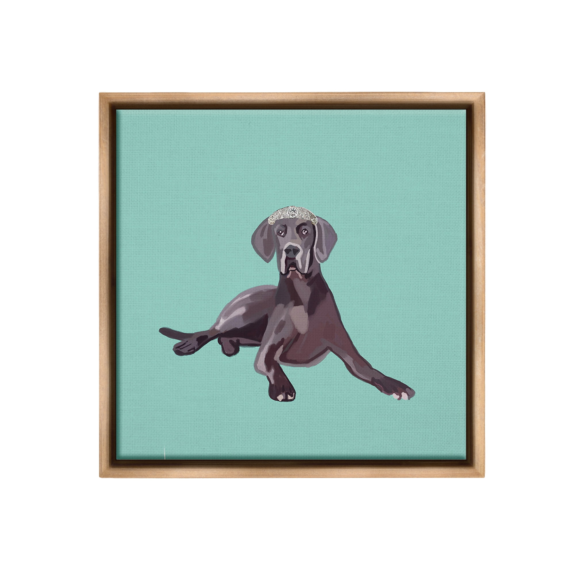 Stupell Industries Labrador Dog & Crown Animals & Insects Painting Brown Floater Framed Canvas Art Print Wall Art, 18 x 18