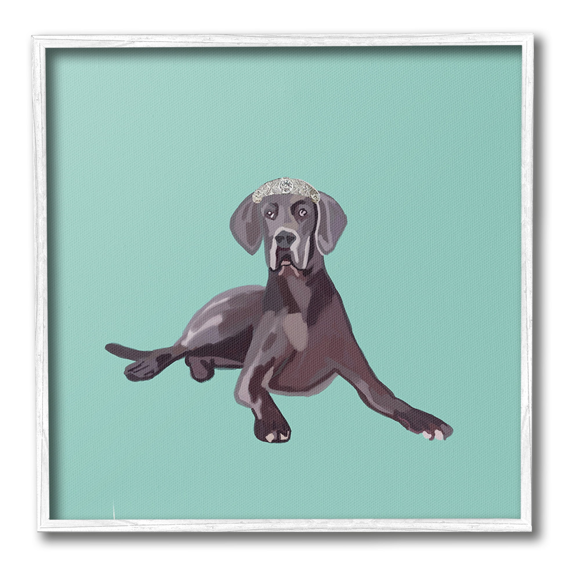 Stupell Industries Labrador Dog & Crown Animals & Insects Painting White Framed Art Print Wall Art, 17 x 17