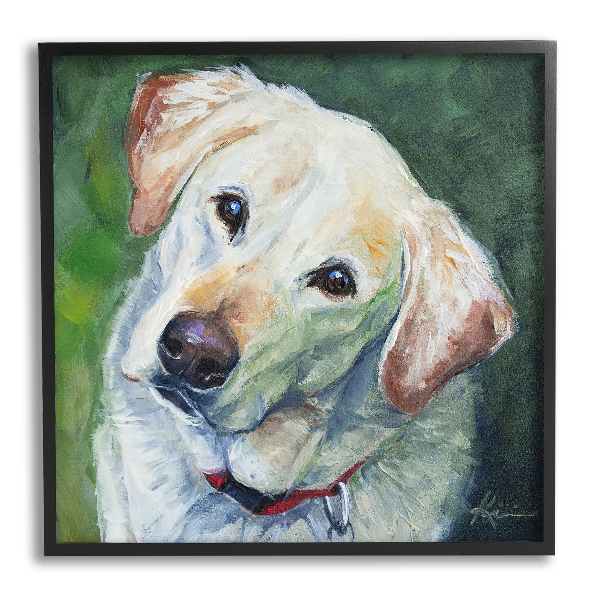Stupell Industries Labrador Dog Pet Portrait Animals & Insects Painting Black Framed Art Print Wall Art