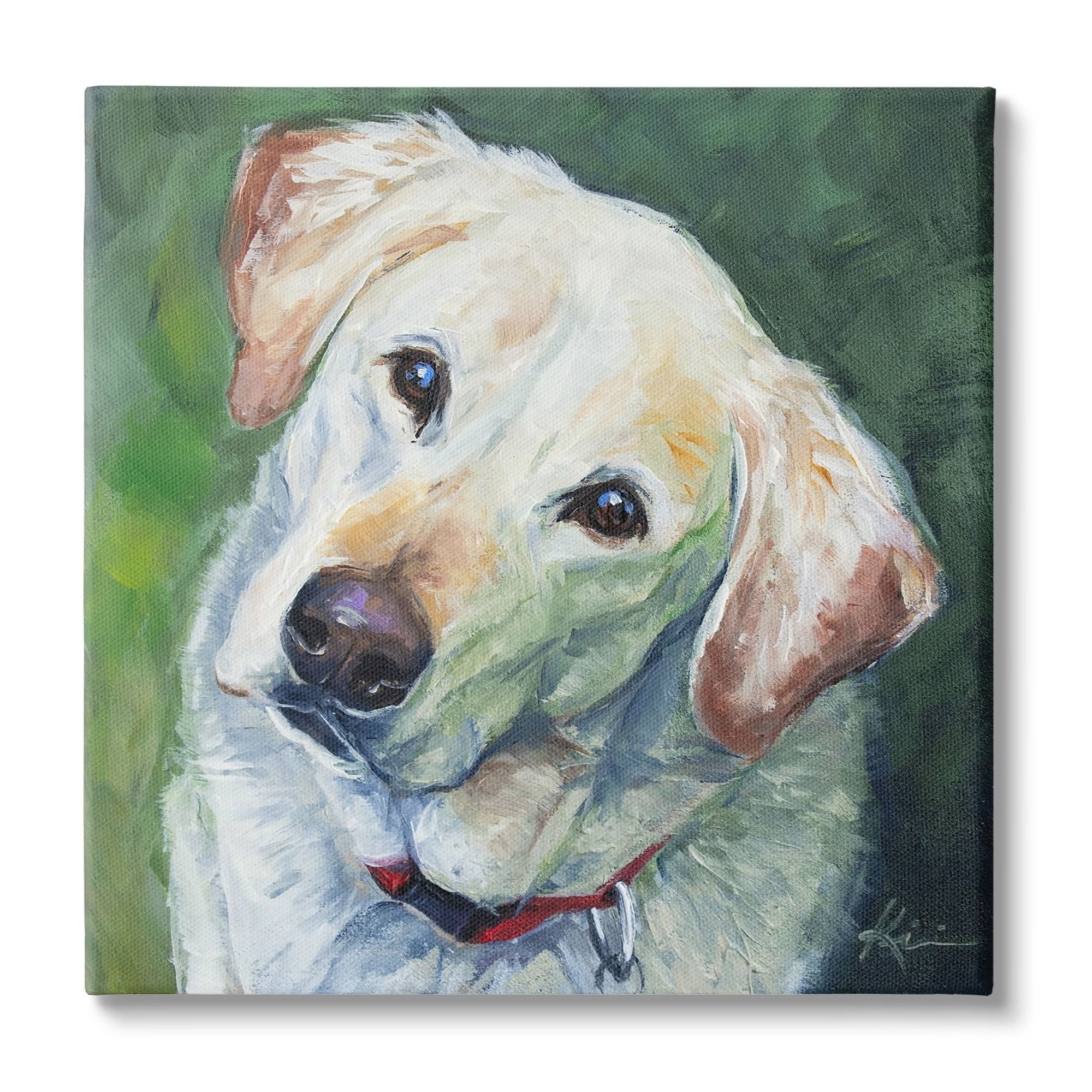 Stupell Industries Labrador Dog Pet Portrait Animals & Insects Painting Gallery Wrapped Canvas Print Wall Art
