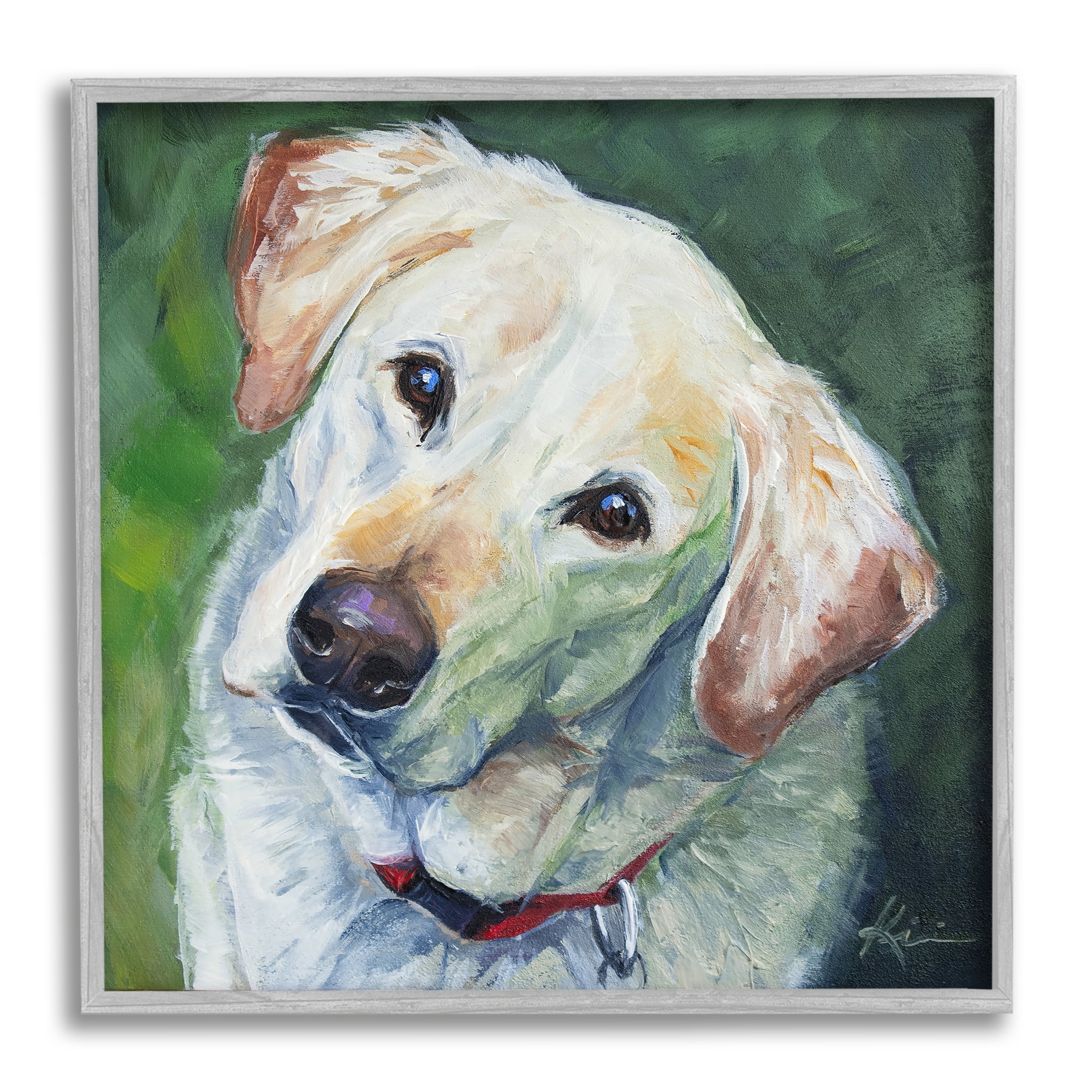 Stupell Industries Labrador Dog Pet Portrait Animals & Insects Painting Gray Framed Art Print Wall Art