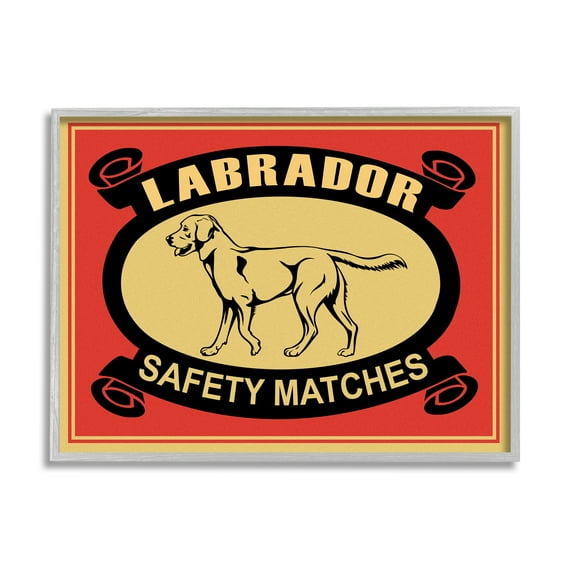 Stupell Industries Labrador Dog Safety Matches Vintage Illustration Red Yellow, 11 x 14, Designed by Mark Rogan