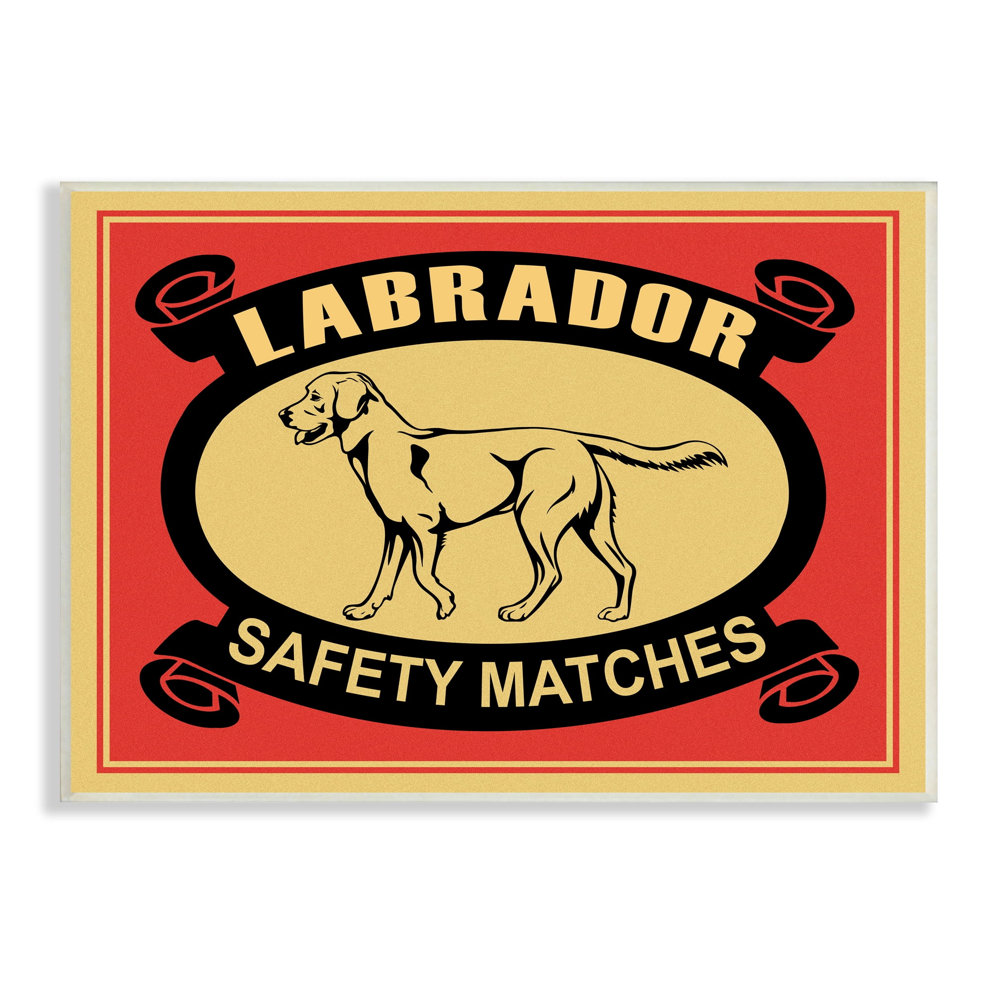 Stupell Industries Labrador Dog Safety Matches Vintage Illustration Red Yellow, 13 x 19, Designed by Mark Rogan