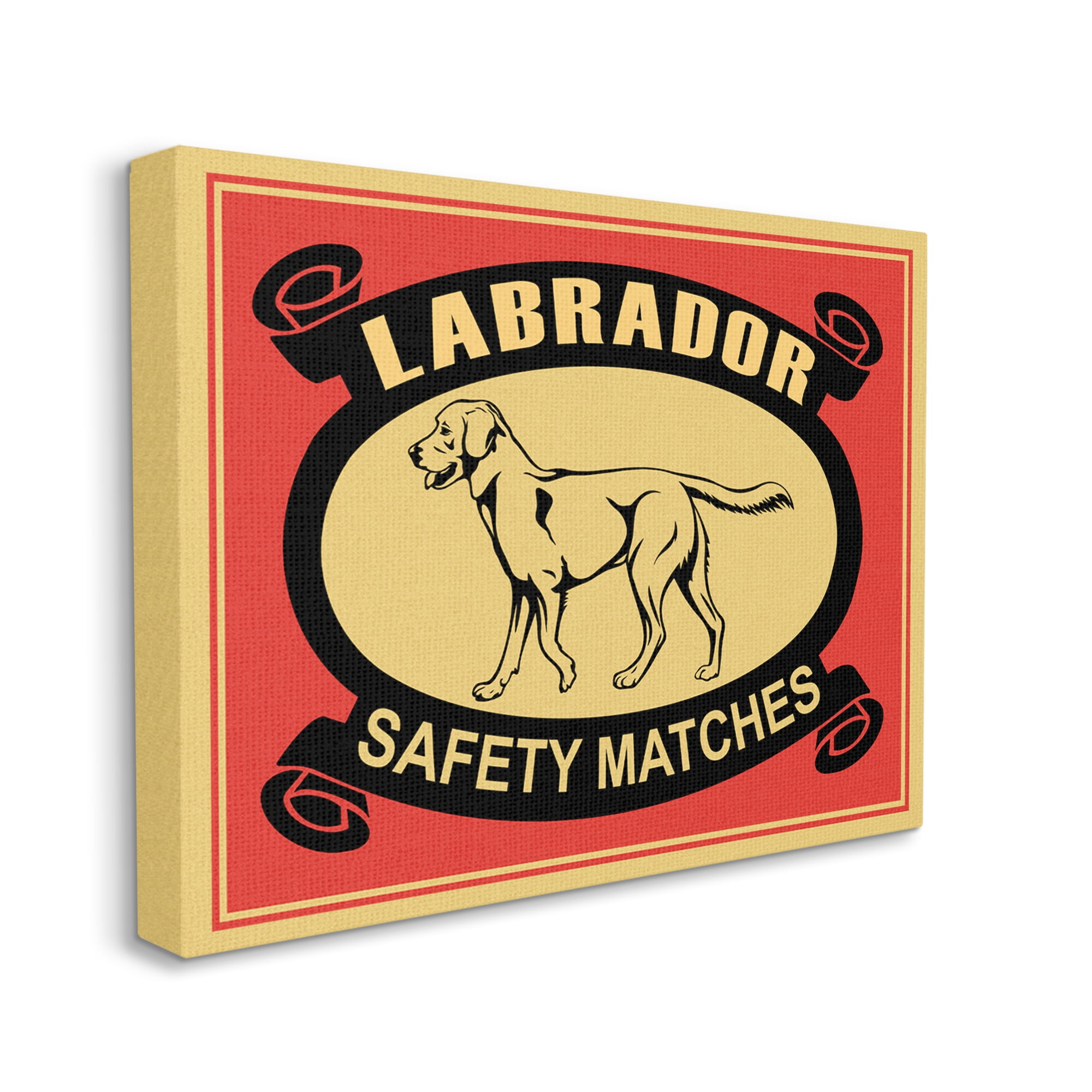 Stupell Industries Labrador Dog Safety Matches Vintage Illustration Red Yellow, 16 x 20, Designed by Mark Rogan