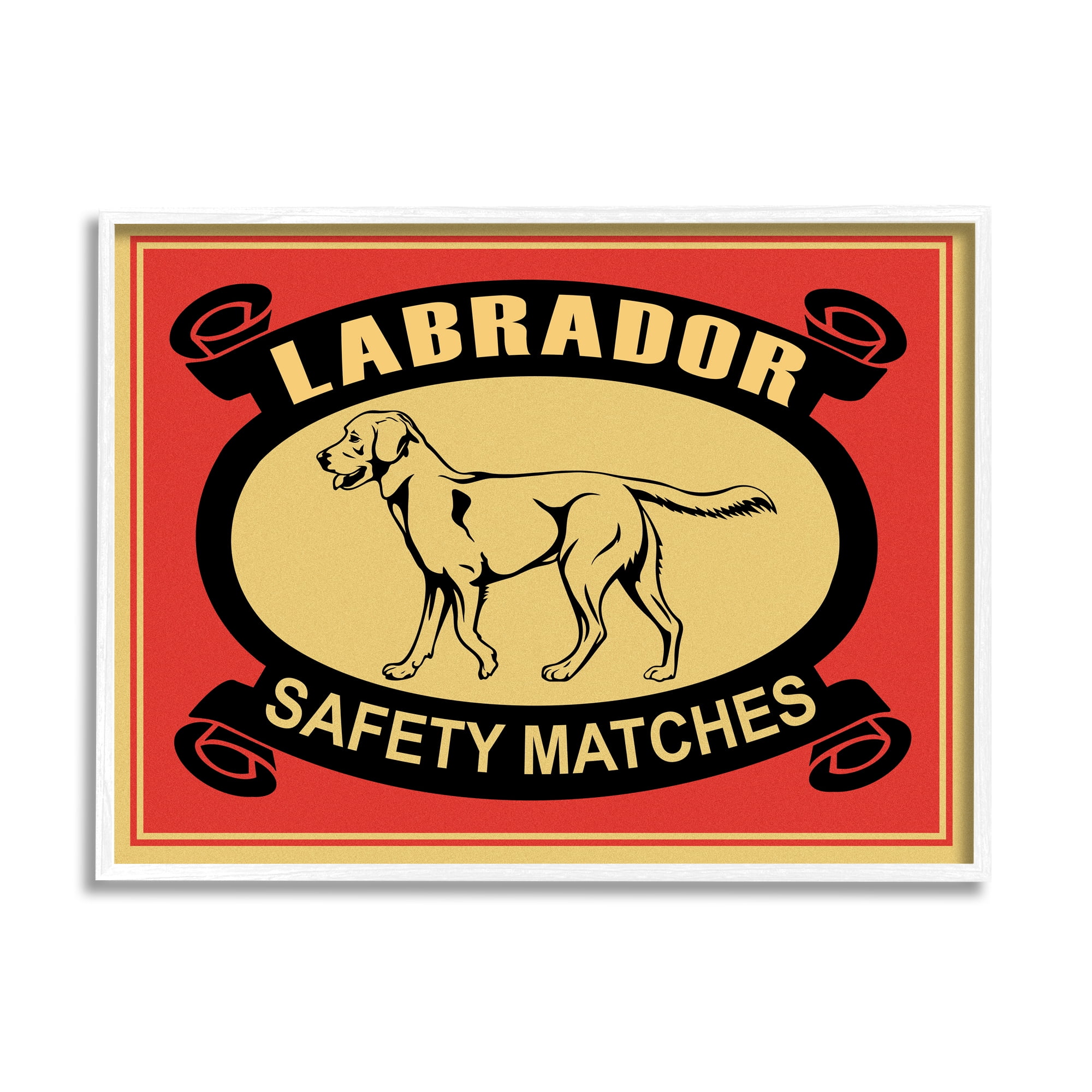 Stupell Industries Labrador Dog Safety Matches Vintage Illustration Red Yellow, 24 x 30, Designed by Mark Rogan