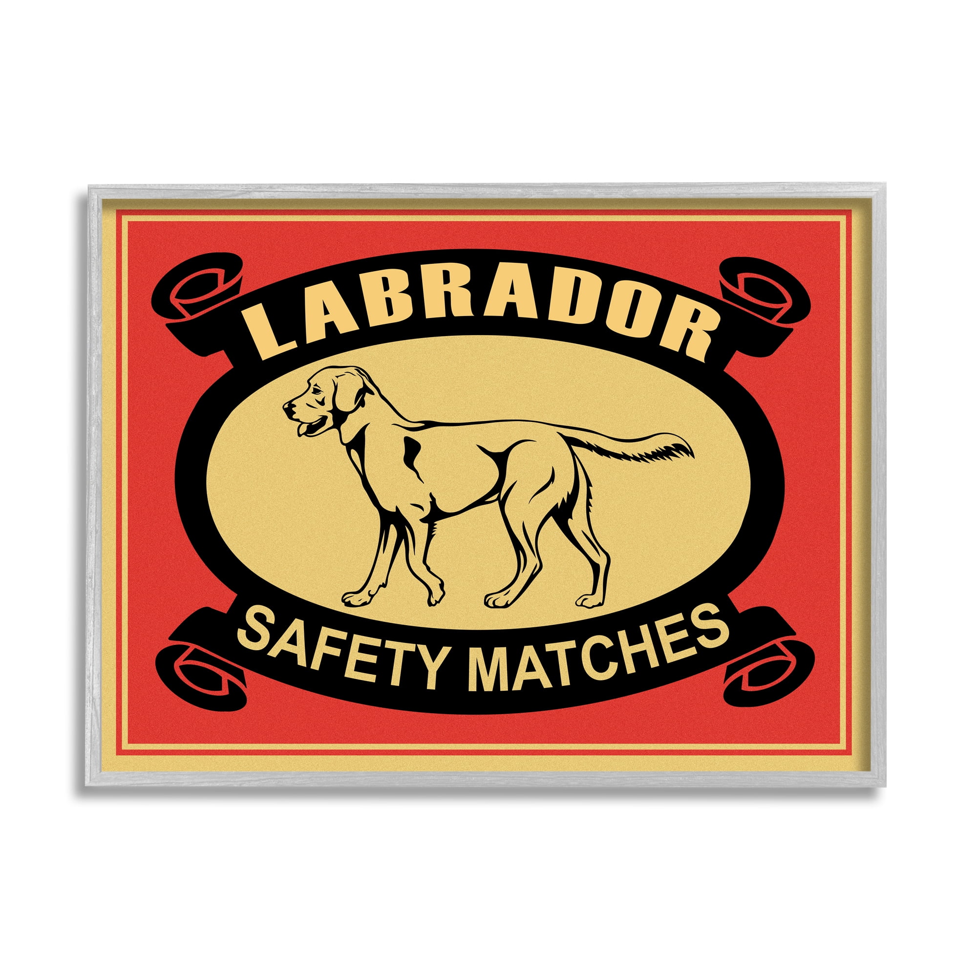 Stupell Industries Labrador Dog Safety Matches Vintage Illustration Red Yellow, 24 x 30, Designed by Mark Rogan